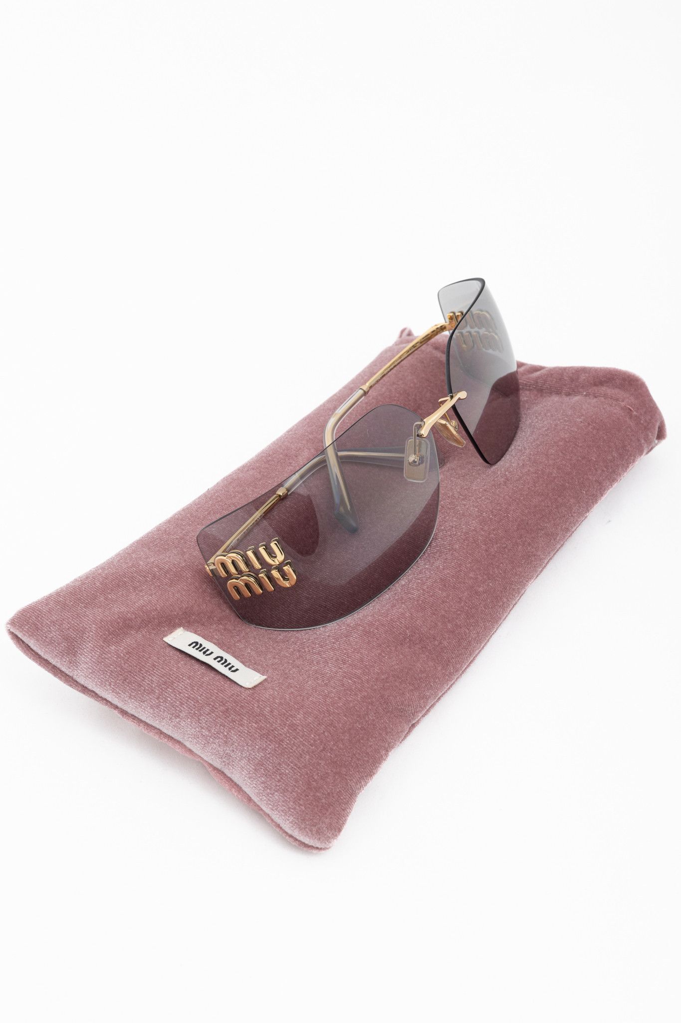 Miu Miu Miu Miu Aube Light Grey & Gold-Tone Sunglasses Size ONE SIZE - 10 Thumbnail