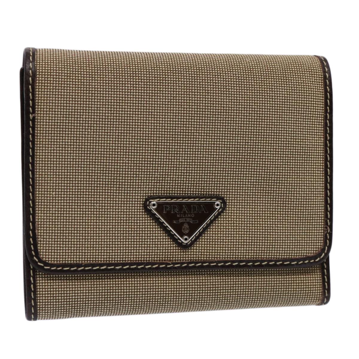 image of Prada Wallet Canvas Beige Auth Ep2556, Women's