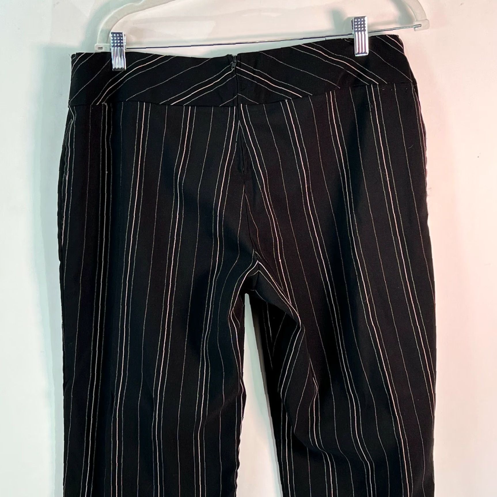 Vintage Studio Y Womens Flat Front Pinstripe Stretch Casual Black Trouser Pants Size 15 Size 36" / US 14 / IT 50 - 4 Thumbnail