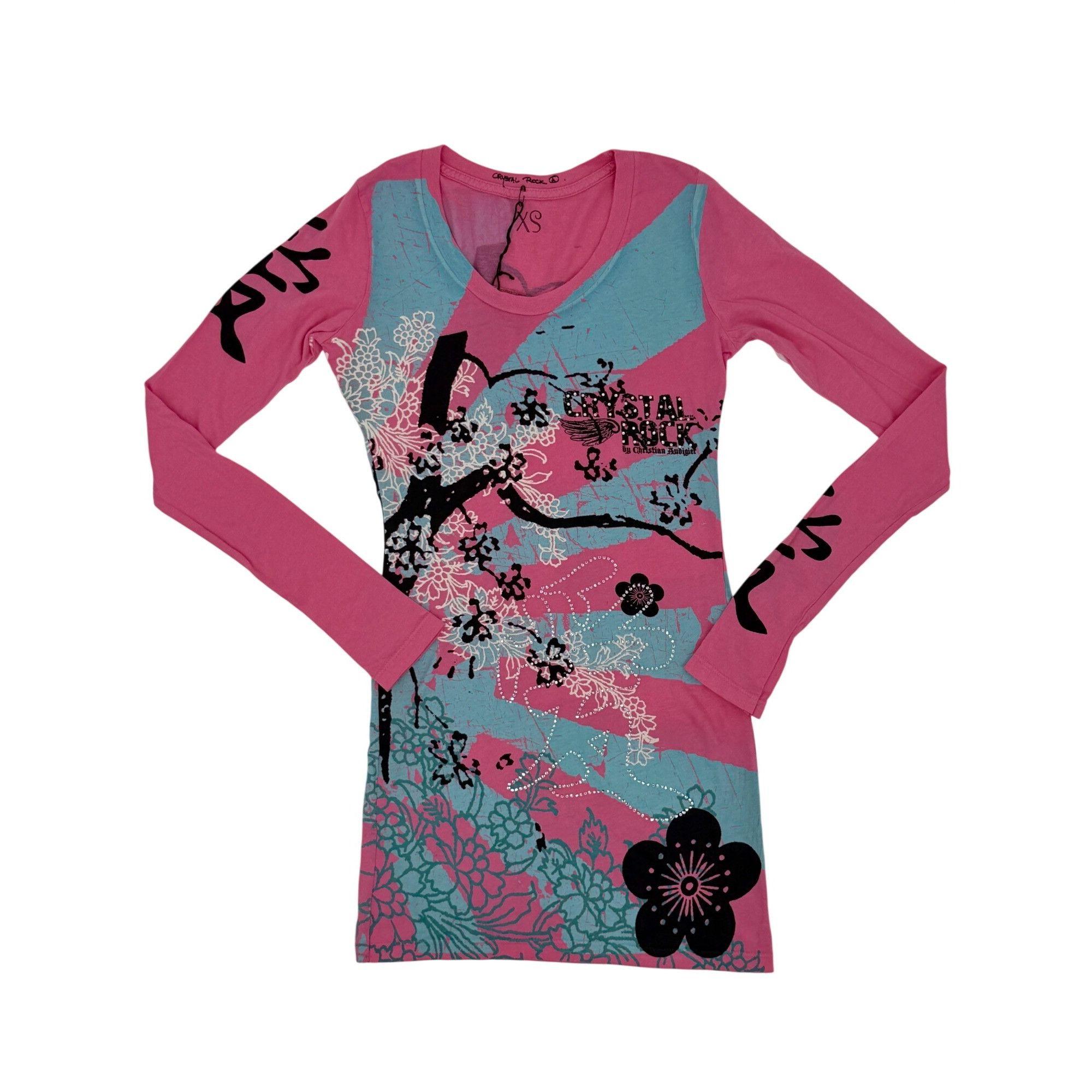 Christian Audigier NWT Ltd Ed Crystal Rock Christian Audigier Pink Rhinestone D Size XS / US 0-2 / IT 36-38 - 2 Thumbnail