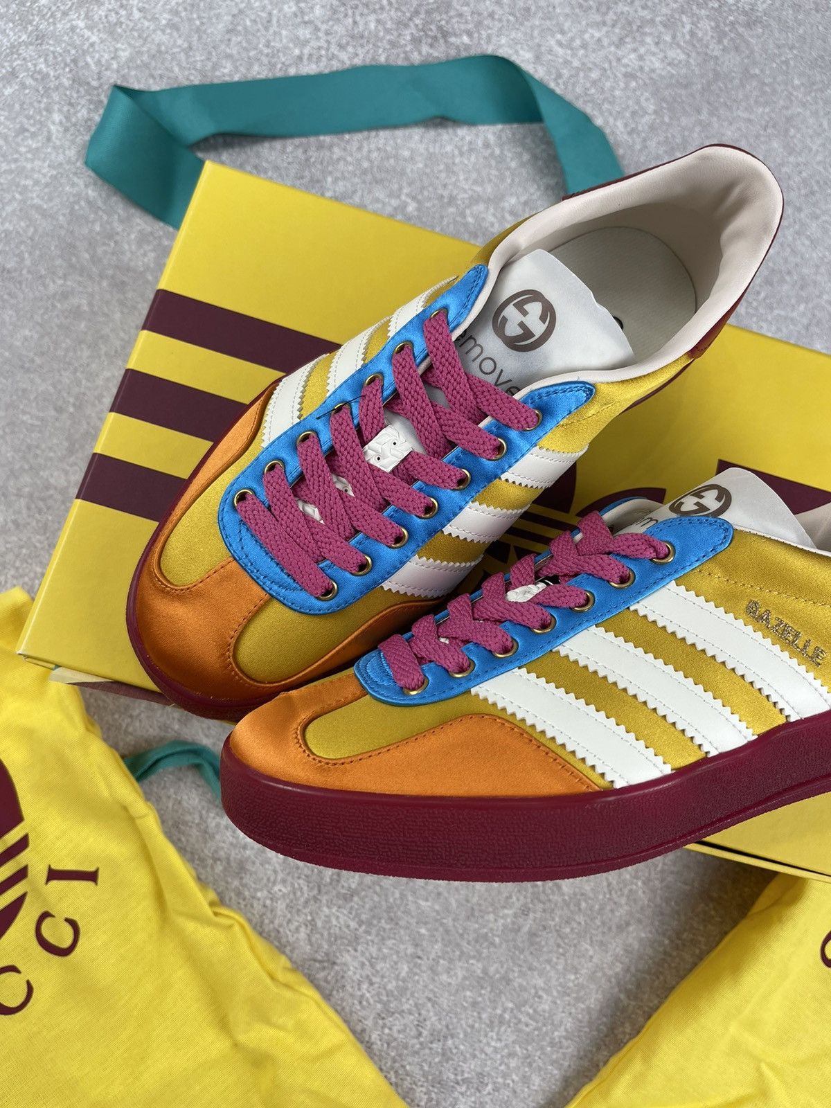 Adidas × Gucci Adidas x Gucci Gazelle Yellow/White/Red Sneakers Size 36 2/3 Size US 5.5 / IT 35.5 - 4 Thumbnail