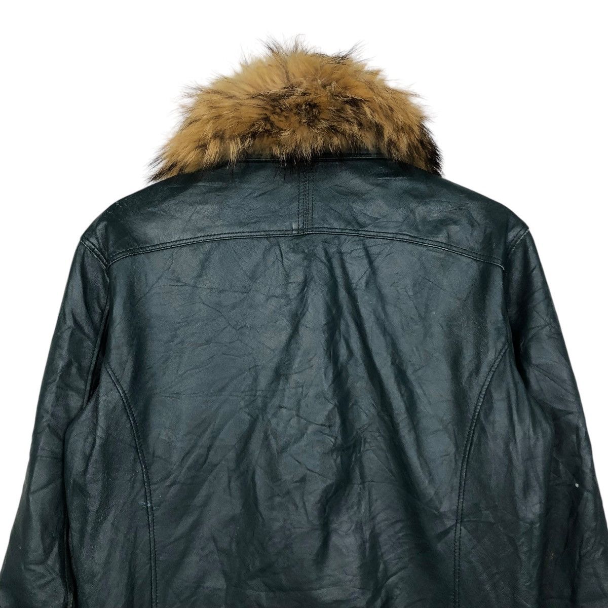 🔥VINTAGE BIKER LEATHER JACKET ASM ARCHIVE MINK FUR COLLAR