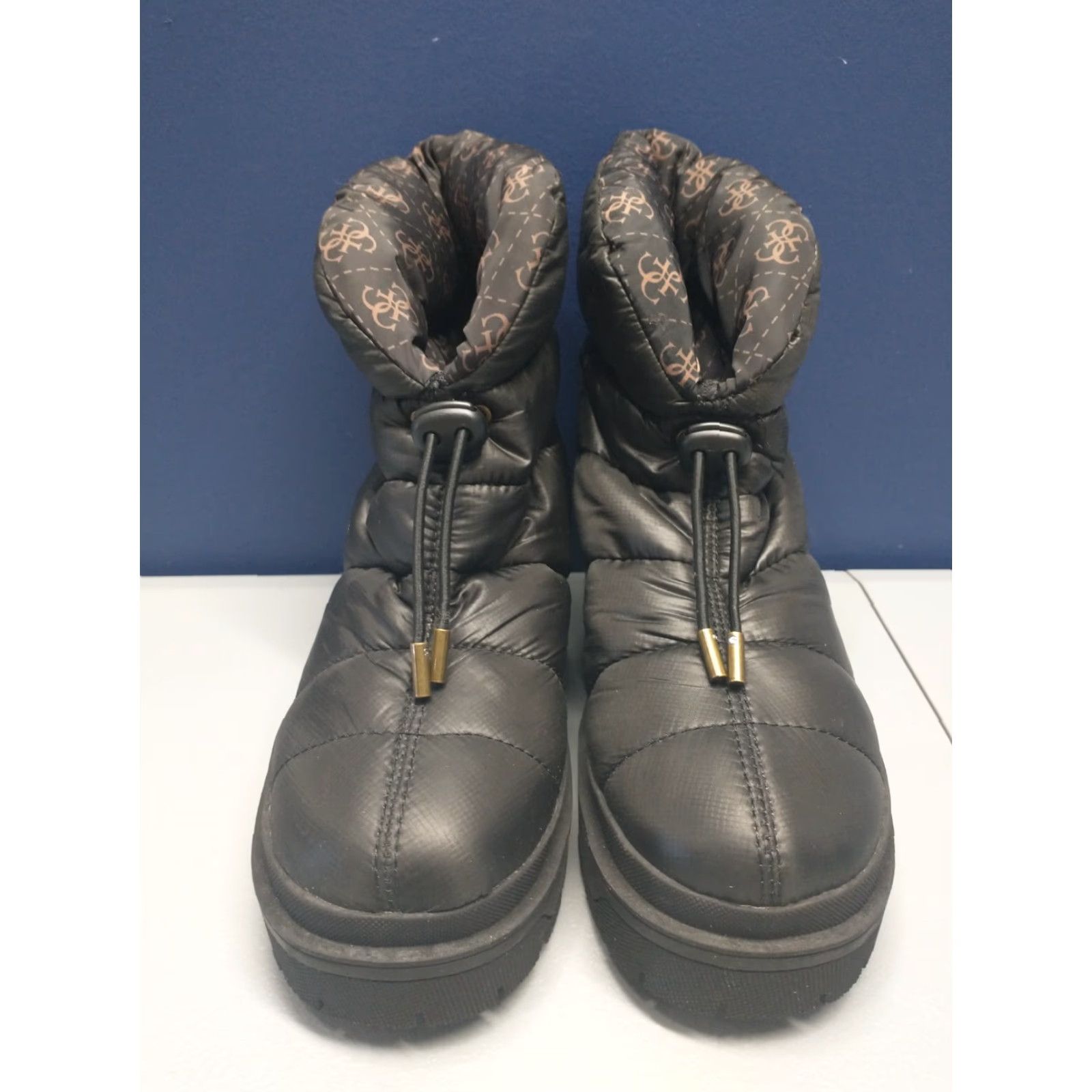 Guess GUESS Winter Ankle Snow Boots Womens Size 6.5 Black Leather Puffer Pull On New without box Size US 7 / IT 37 - 2 Thumbnail