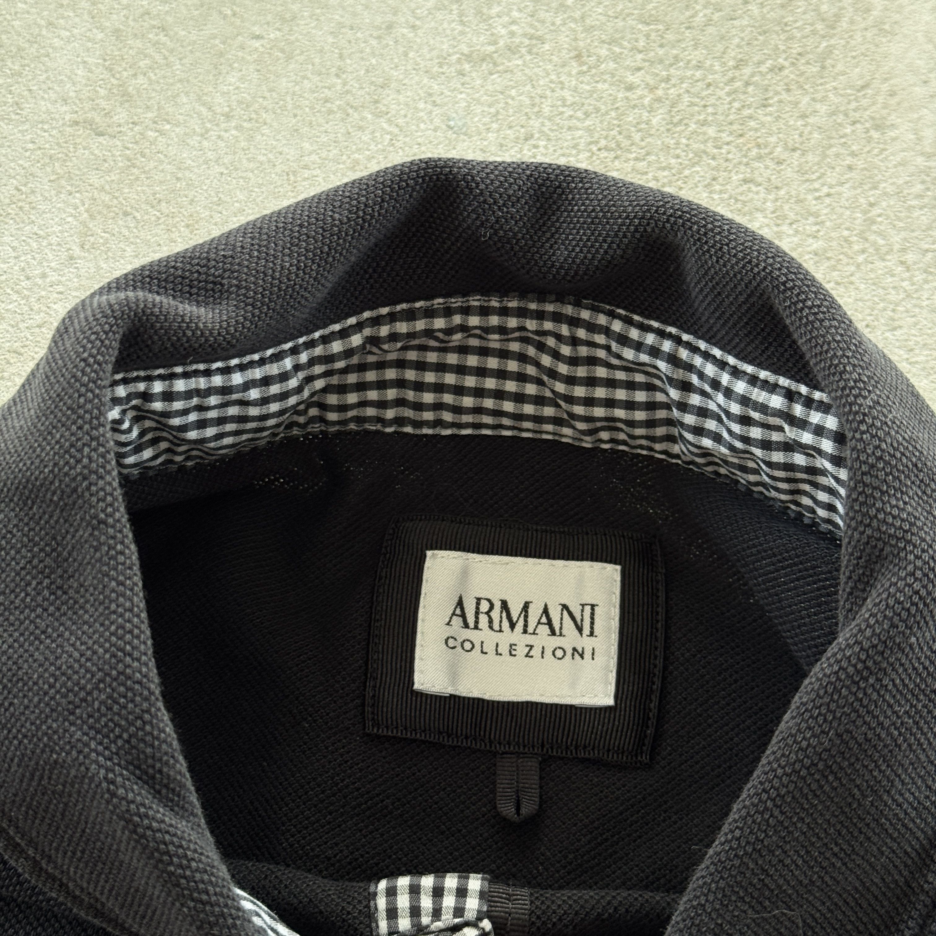 Armani Collezioni Armani Collezioni Black Polo Shirt Gingham Trim Luxury Pique Size US L / EU 52-54 / 3 - 5 Thumbnail