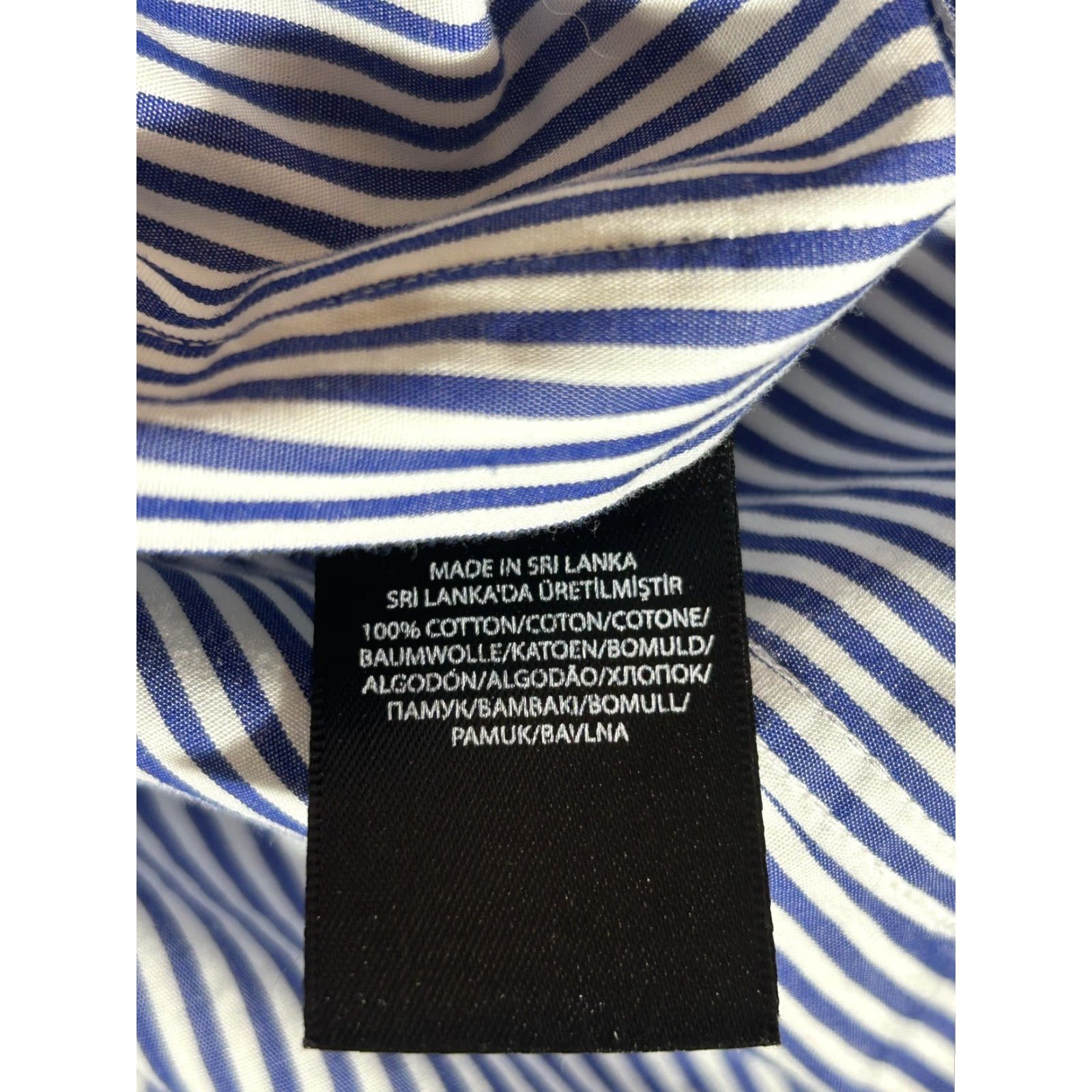 Ralph Lauren Lauren Ralph Lauren Dress Shirt Mens XL Blue Stripe Slim Office Business Non-Iron 100% Cotton 17 Neck 34/35 Sleeve Long Sleeve Size 46R - 4 Thumbnail