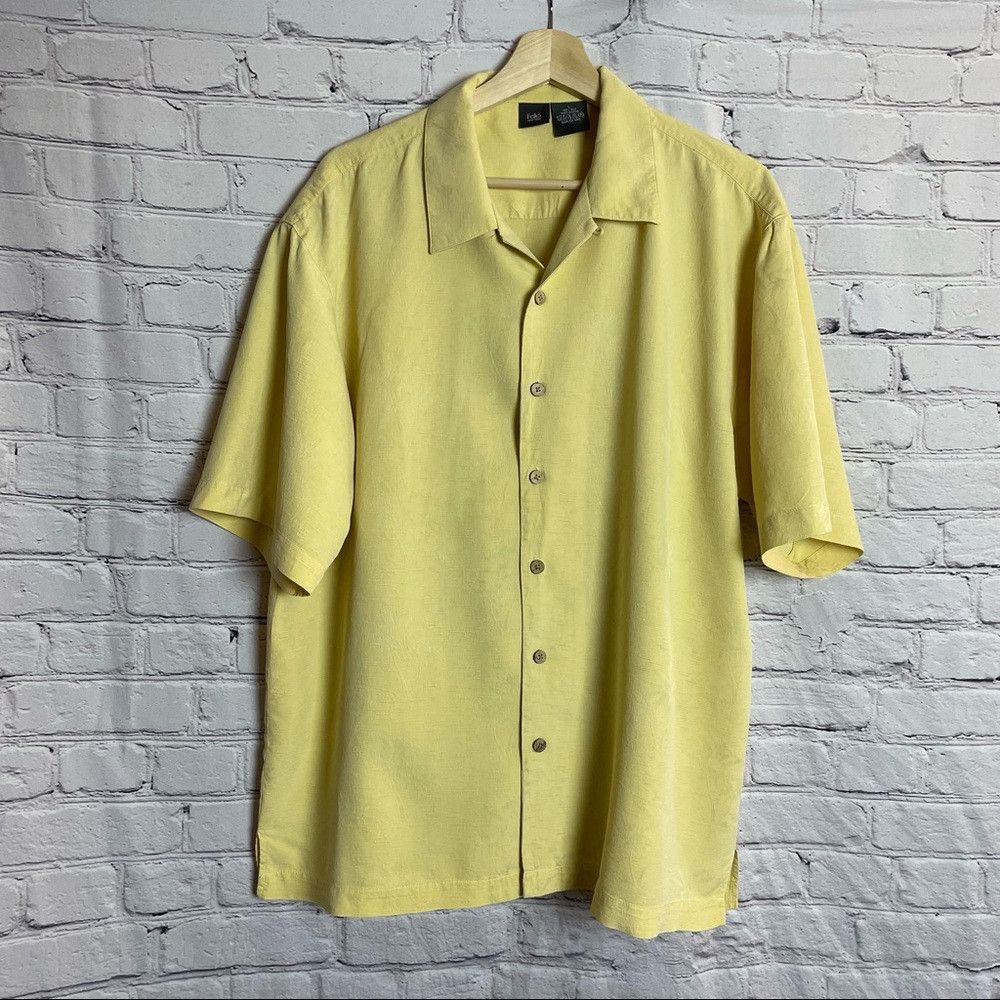 Other Folio Silk Hawaiian Yellow Shirt Palm Trees Size L Size US L / EU 52-54 / 3 - 1 Thumbnail