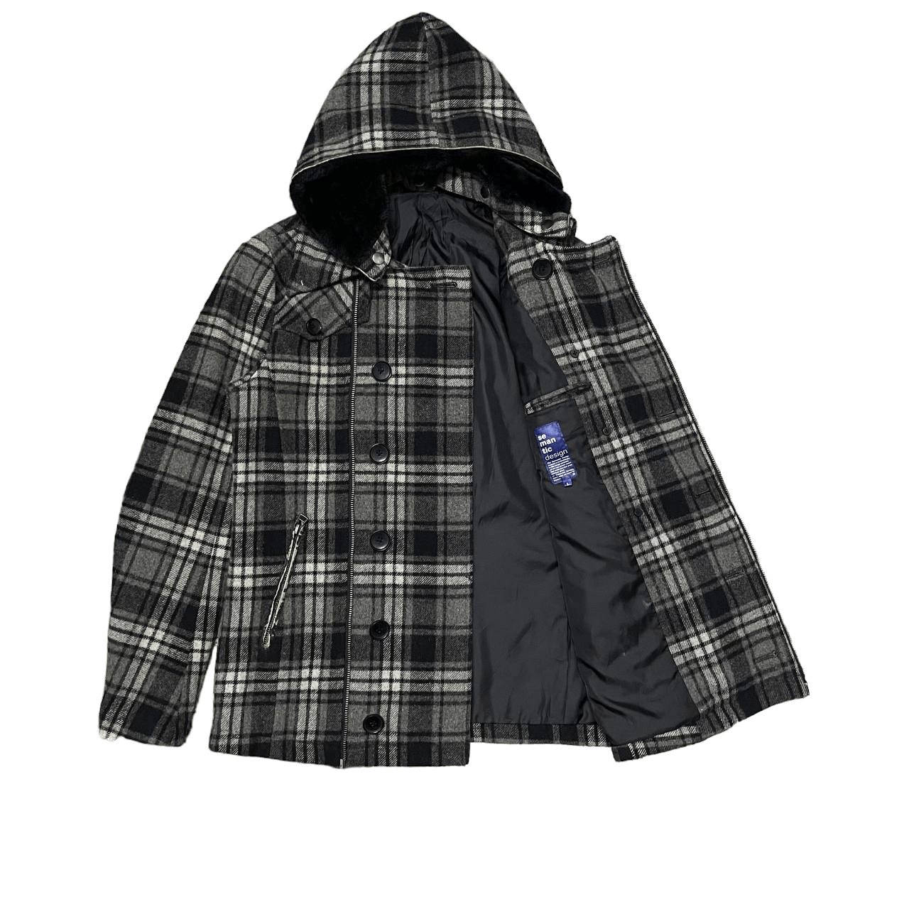 semanticdesign Semantic Design Plaid Wool Hooded Coat Size US M / EU 48-50 / 2 - 9 Thumbnail