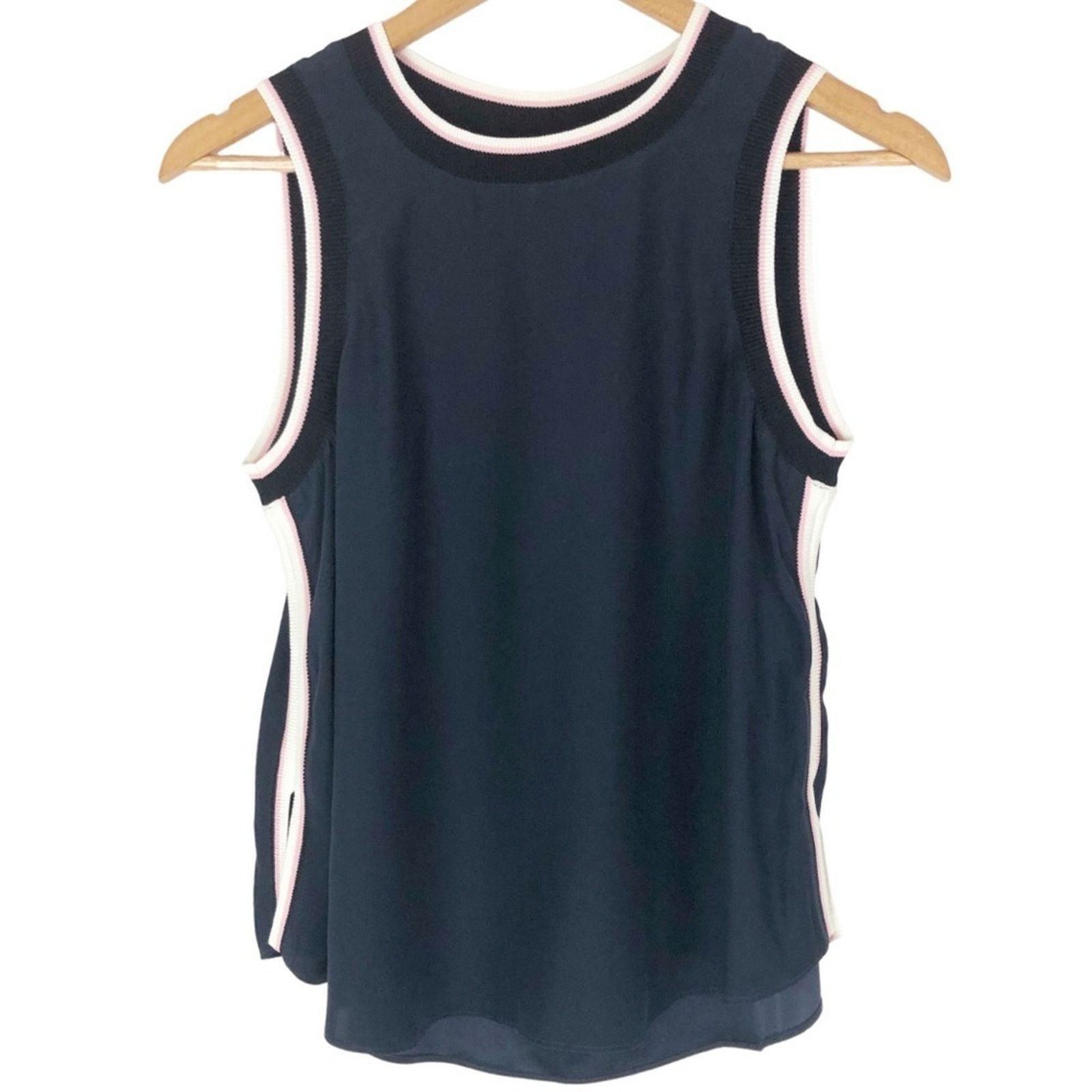 Cinq a Sept New with tags Cinq A Sept Women’s Nicola Striped-Trim Tank Size XS / US 0-2 / IT 36-38 - 4 Thumbnail