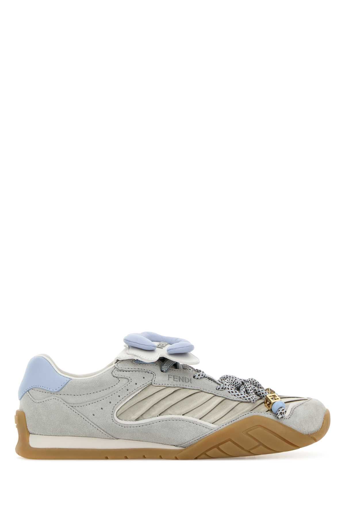 Fendi Light Blue Suede And Fabric Fendi Wave Sneakers Size US 11 / IT 41 - 1 Thumbnail