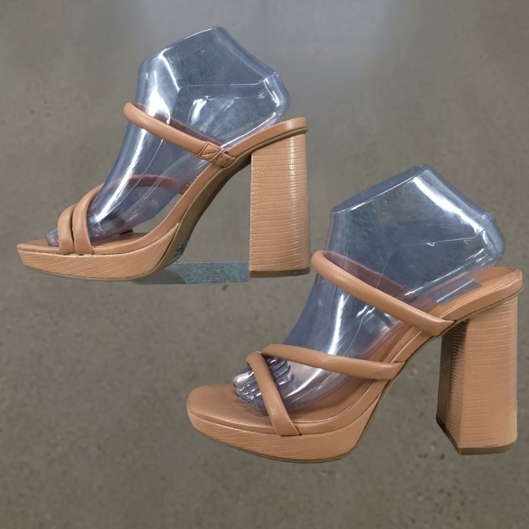 Dolce Vita DV by Dolce Vita Sandals Womens 9 Pyro Block High Heels Slide Beige Faux Leather Size US 9 / IT 39 - 1 Thumbnail