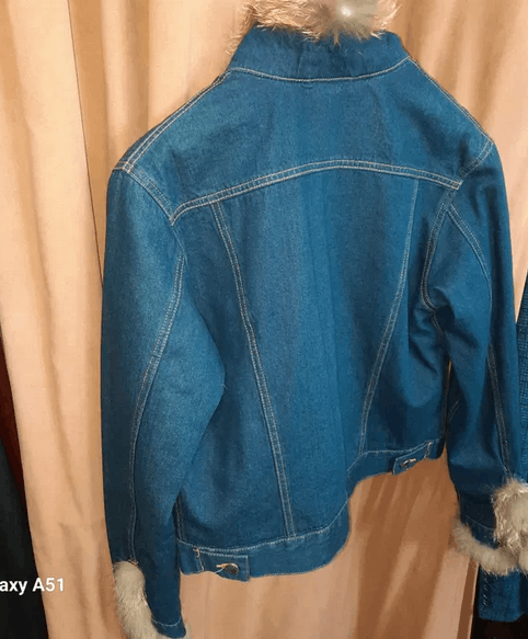 Other Indigo denim jacket with natural fox fur collar sz M Size M / US 6-8 / IT 42-44 - 4 Thumbnail