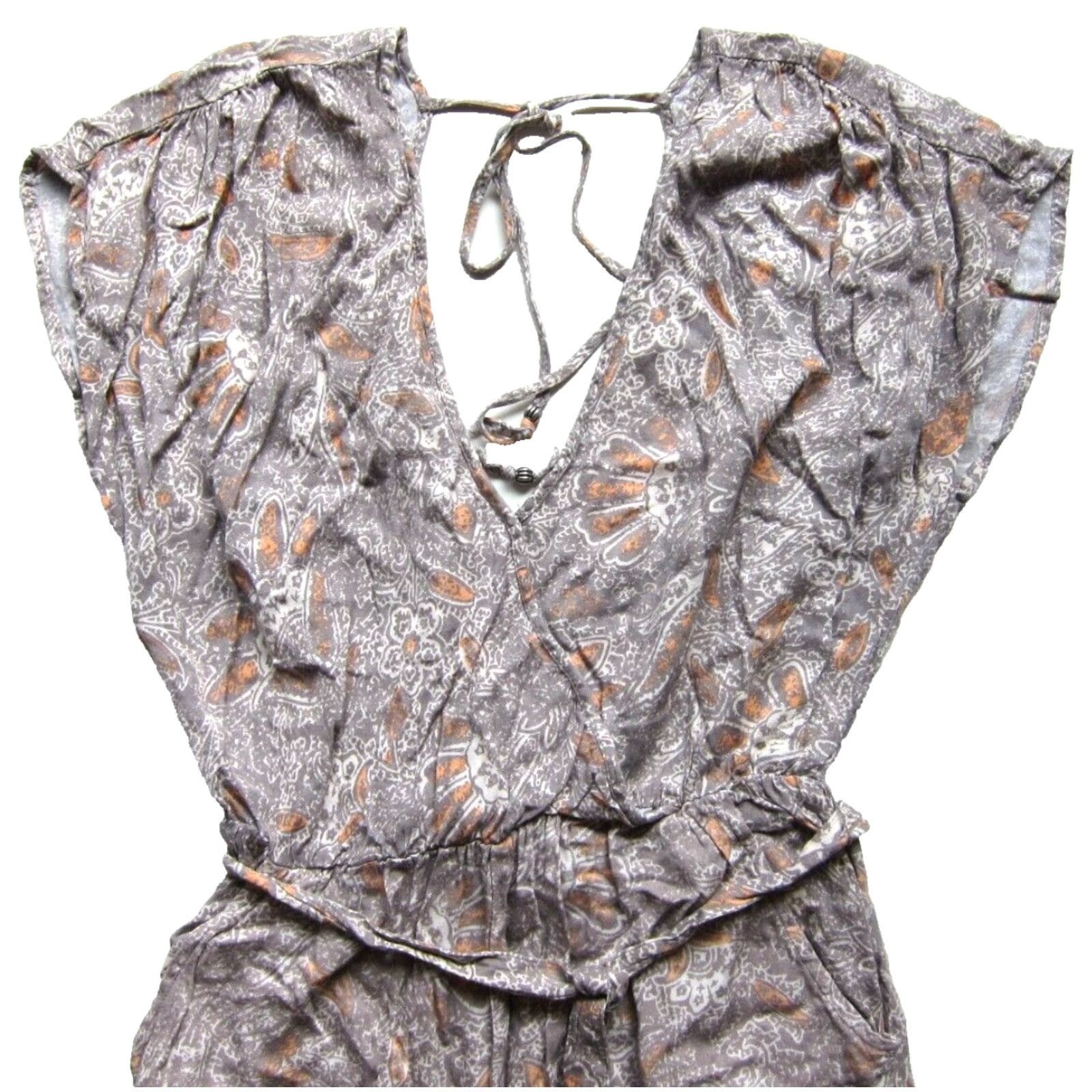 Free People Free People Jumpsuit One-Piece XS Gray Floral Pockets Women Size 26" / US 2 / IT 38 - 4 Thumbnail