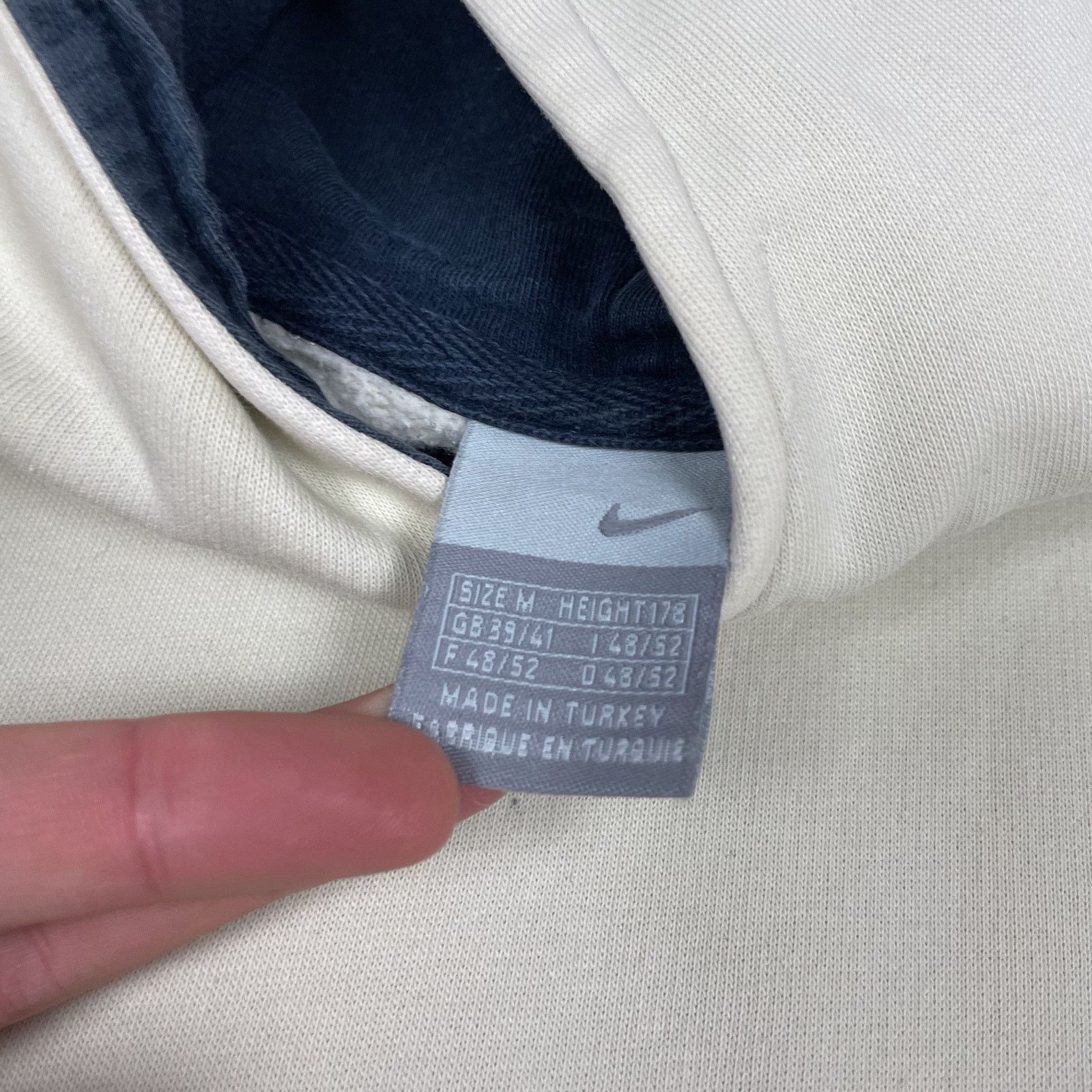 Nike × Vintage Nike Men's Ivory Swoosh Long Sleeve Pullover Hoodie Medium Size US M / EU 48-50 / 2 - 8 Thumbnail