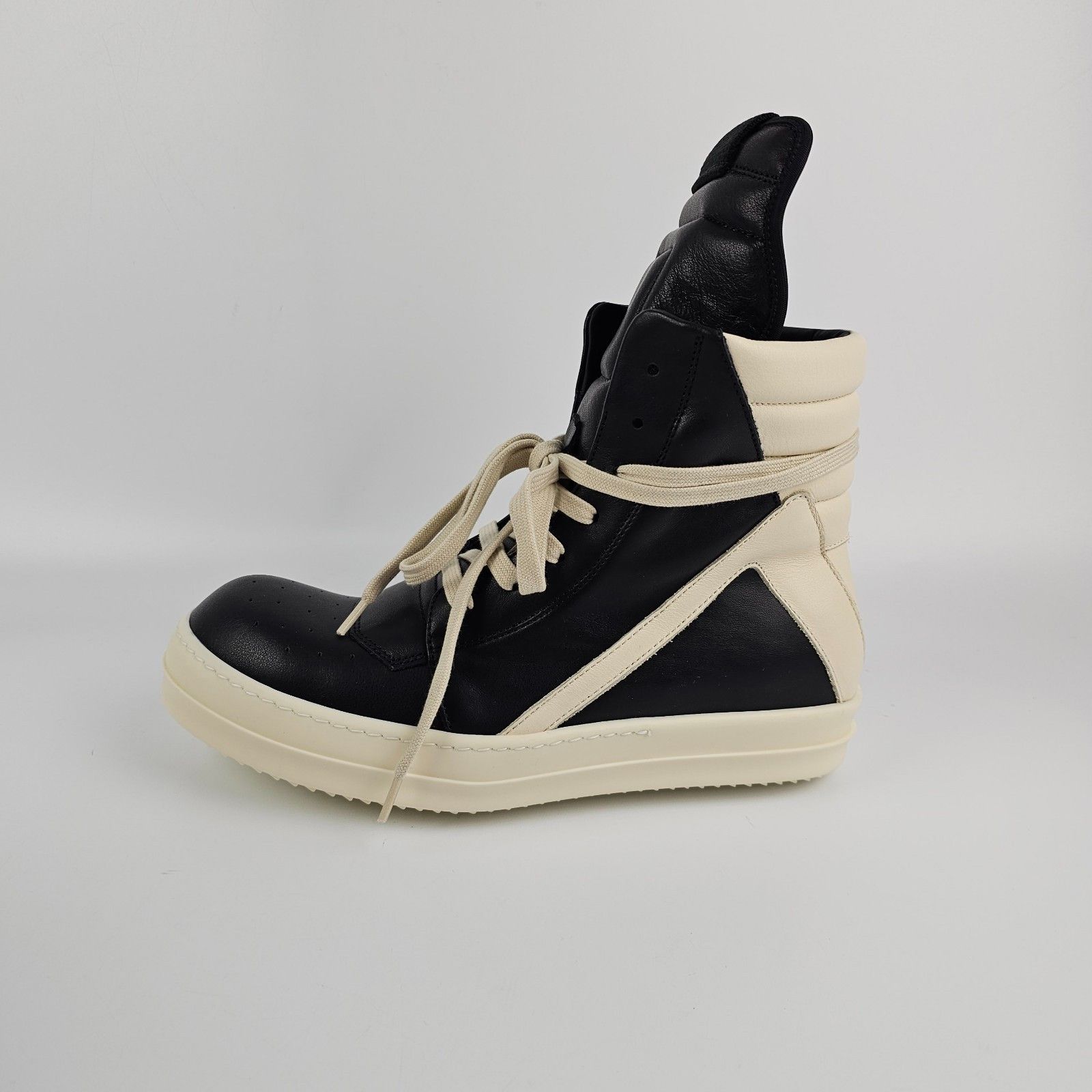 RICK OWENS Temple $1305 Geobasket Women's Black/Milk Sneaker