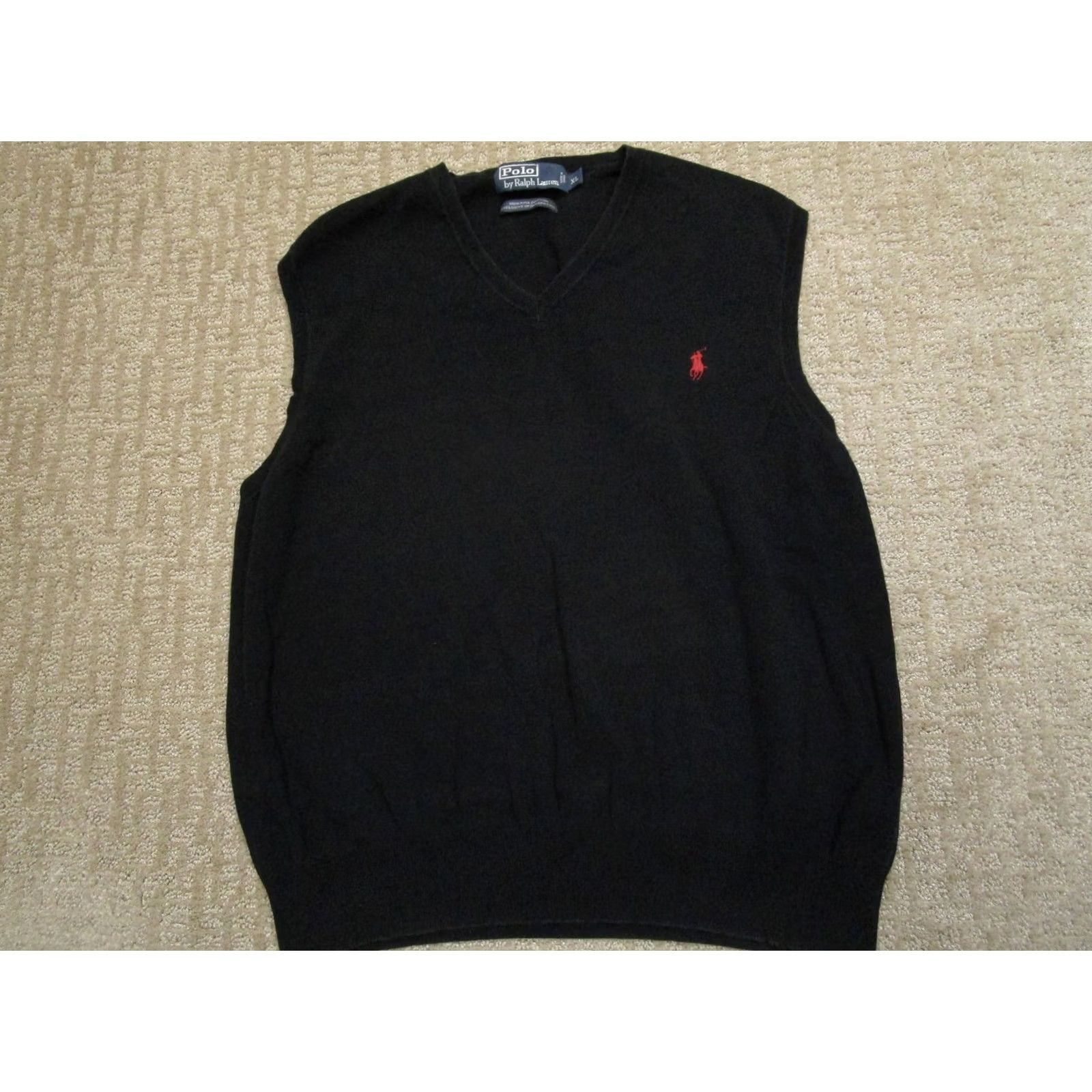 Polo Ralph Lauren Polo Ralph Lauren Sweater Vest Mens XL Black Red Pony V-Neck Pullover Classic Size US XL / EU 56 / 4 - 2 Thumbnail