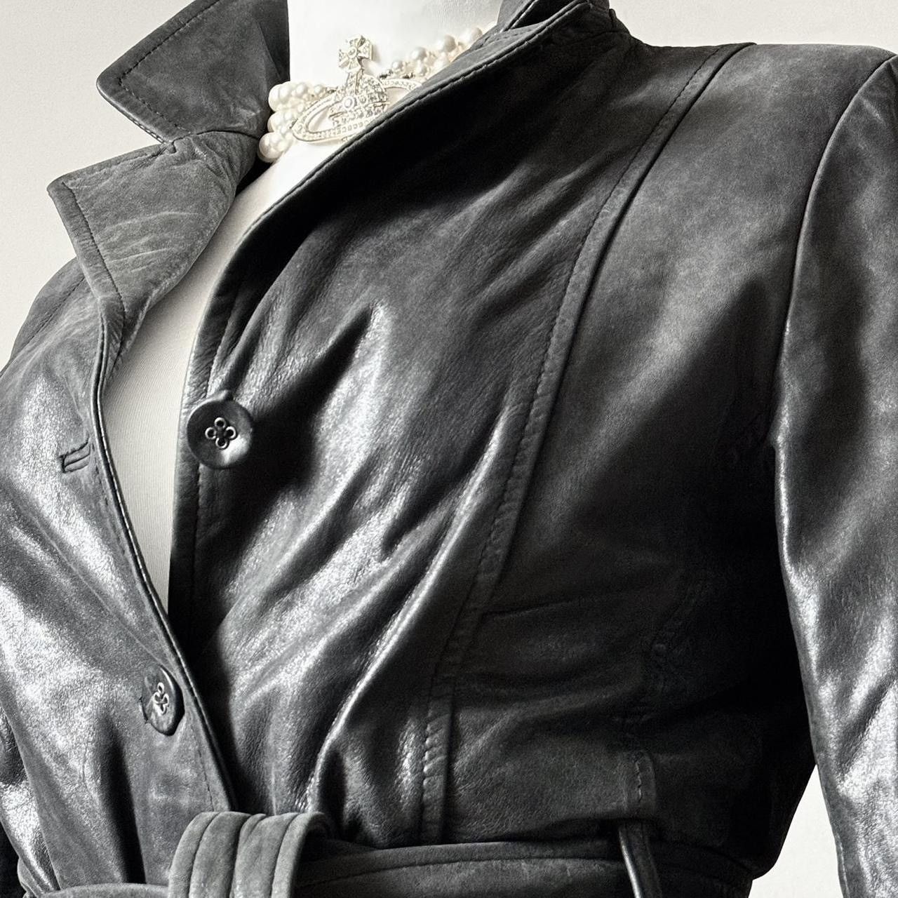 Vintage Real leather distressed jacket with belt Size S / US 4 / IT 40 - 3 Thumbnail