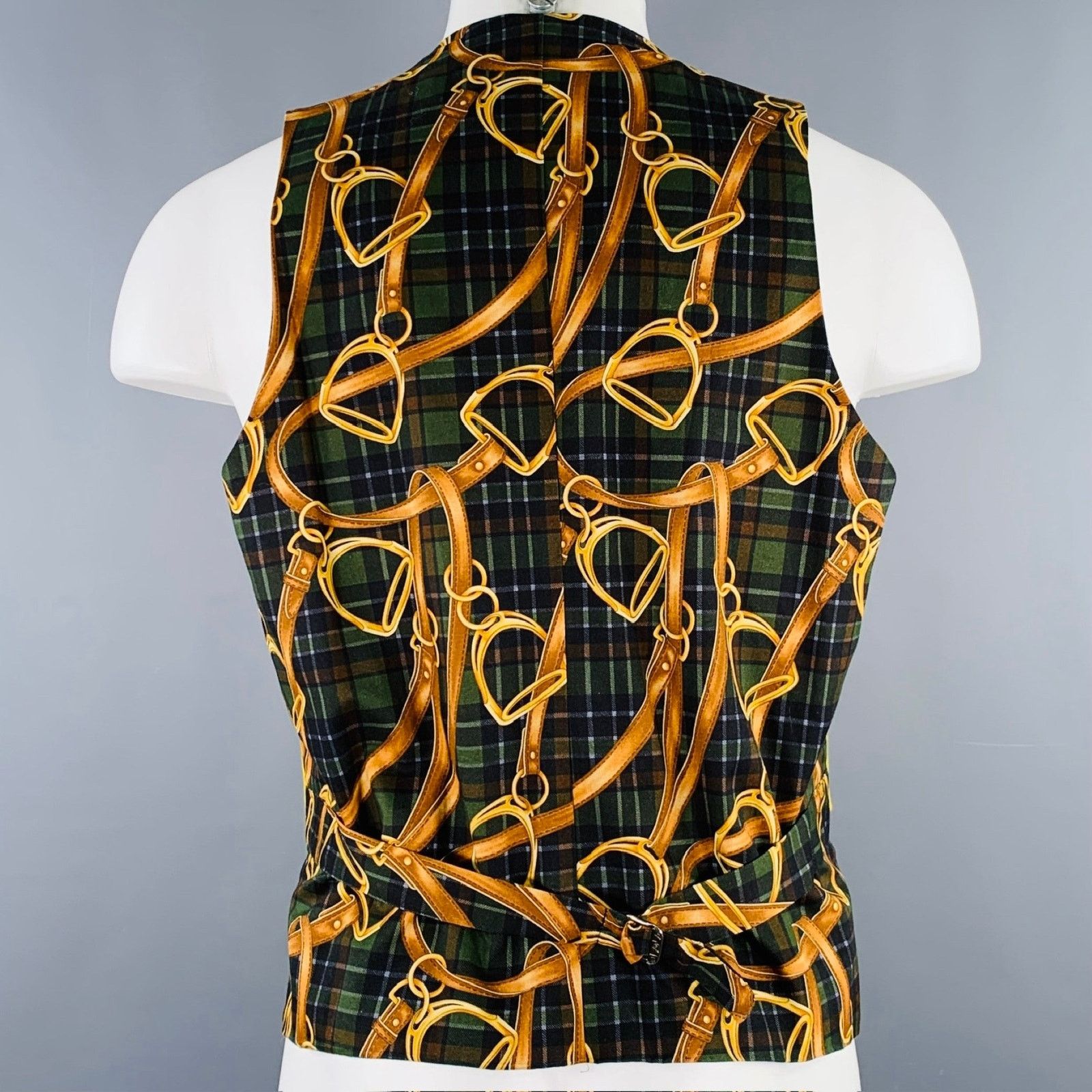 Vintage Size M Yellow Mixed Fabrics Wool Single Breasted Vest Size 38R - 3 Thumbnail