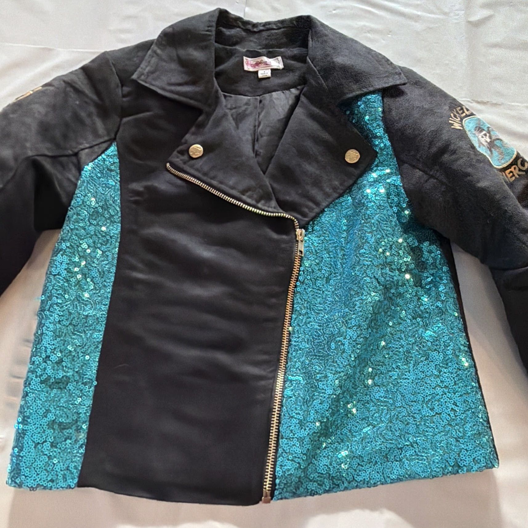 Disney Disney Descendants Uma Moto Black Aqua Gold Wicked Fierce Biker Jacket Womens S Size S / US 4 / IT 40 - 6 Thumbnail