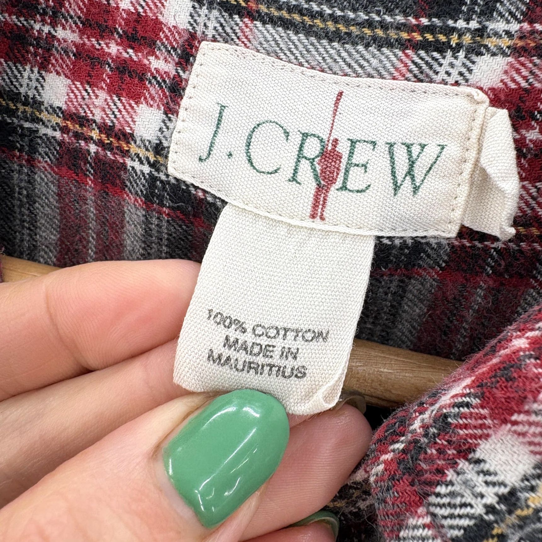 J.Crew J.CREW Oarsman Shirt Mens Large Gray Red Plaid Flannel Long Sleeve Button Down Size US L / EU 52-54 / 3 - 4 Thumbnail