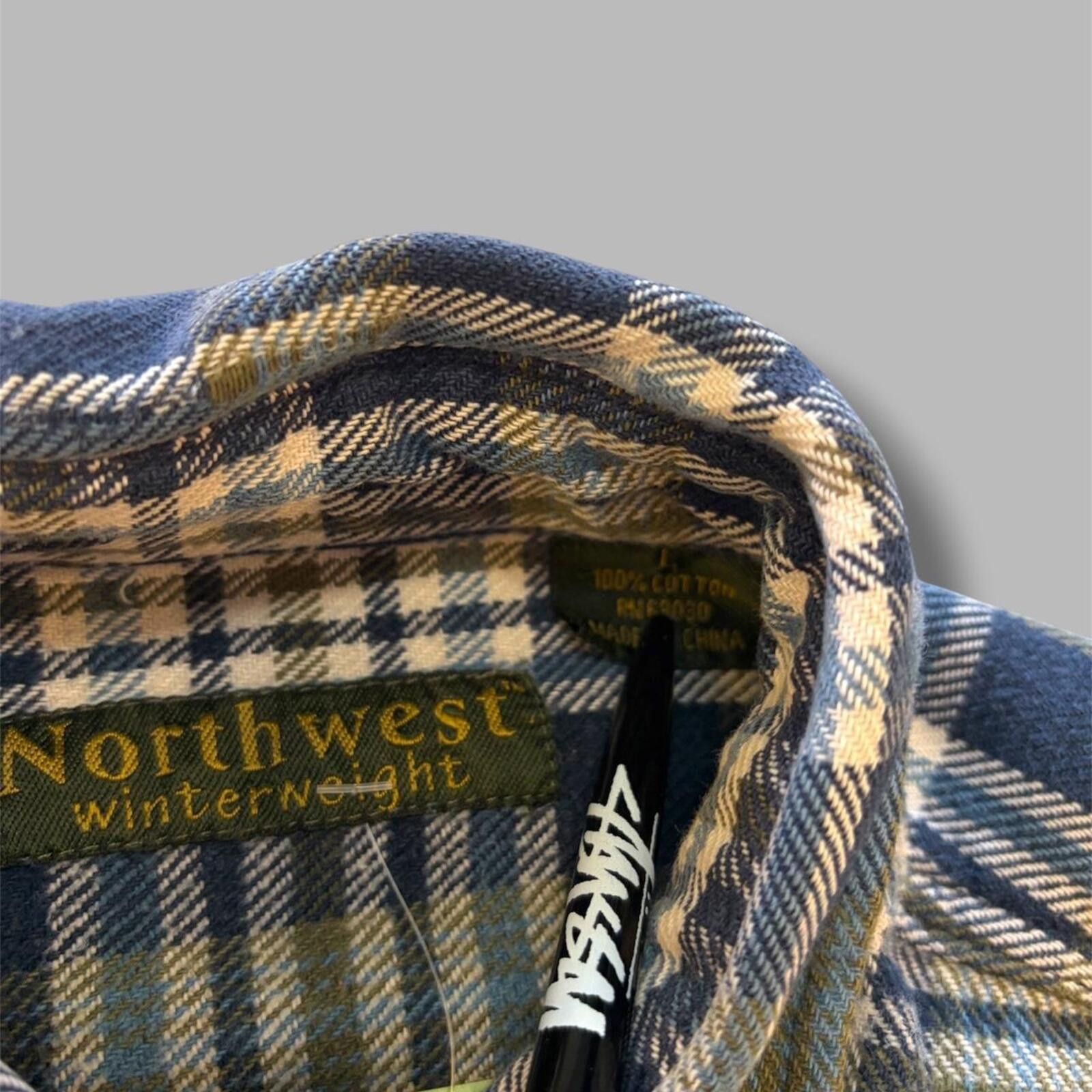 Vintage Vintage North West Navy Plaid Button Up Size US L / EU 52-54 / 3 - 2 Thumbnail