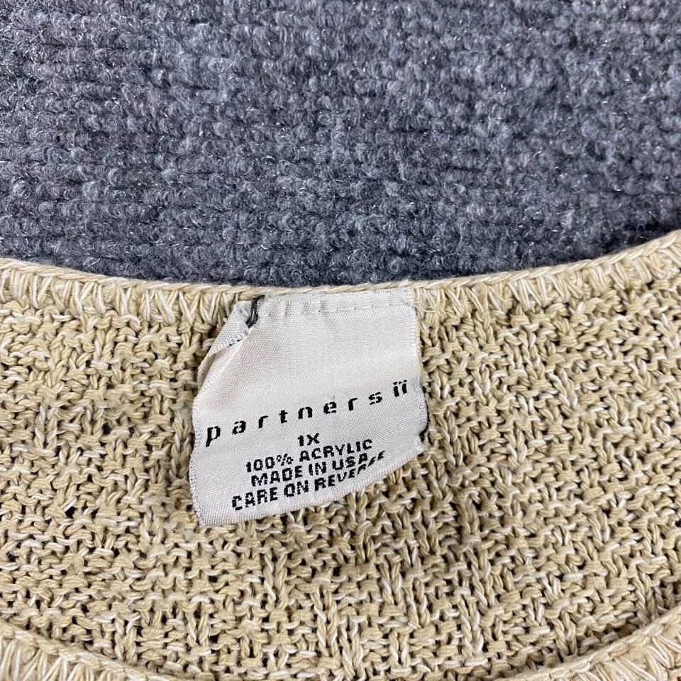 Vintage Vintage Partners Sweater Women's 1X Plus Knit Beige Pullover Size ONE SIZE - 3 Thumbnail