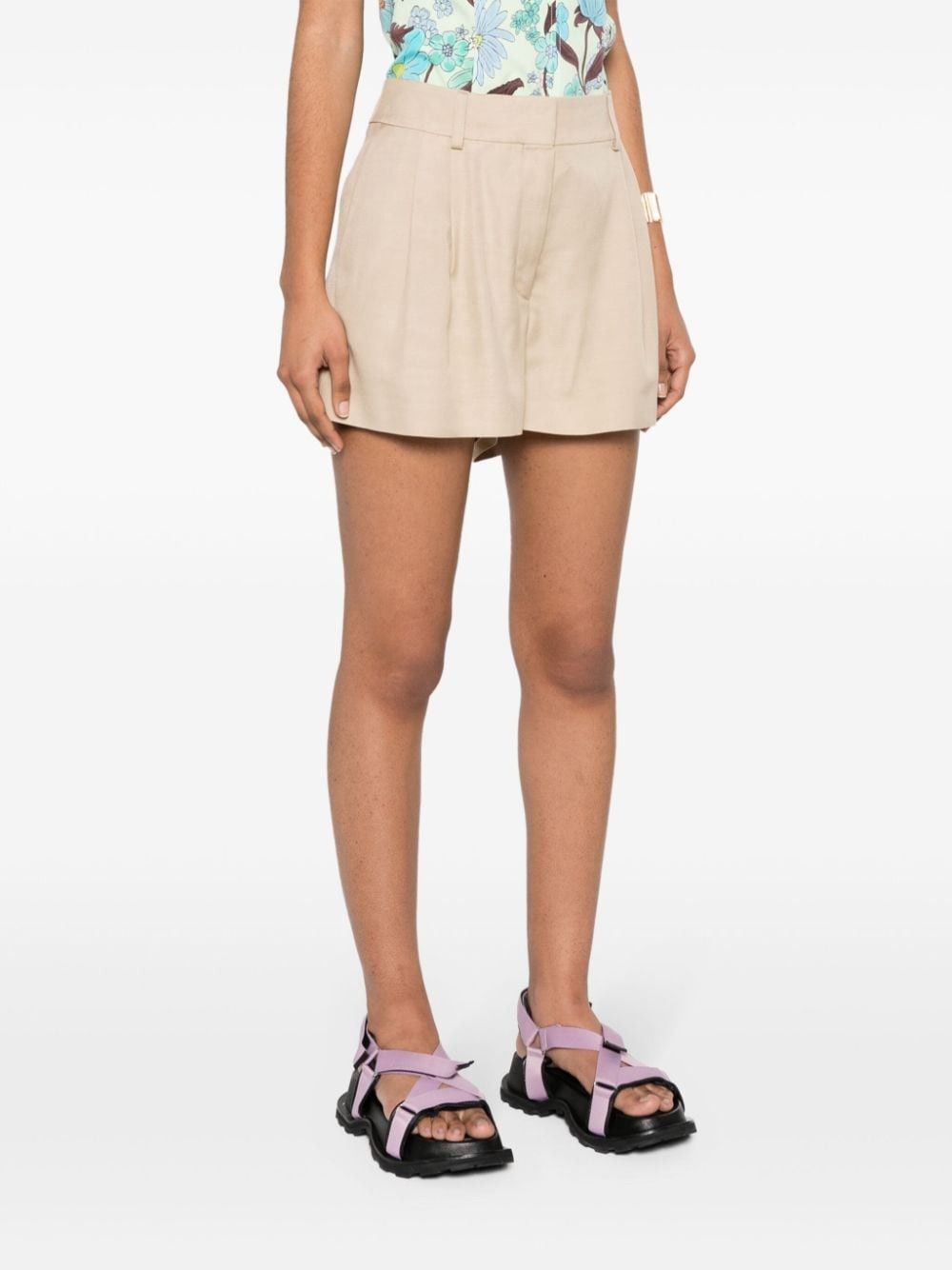 Stella McCartney o1s22i1n1024 Tailored Short Pants in Beige Size 30" / US 8 / IT 44 - 3 Thumbnail