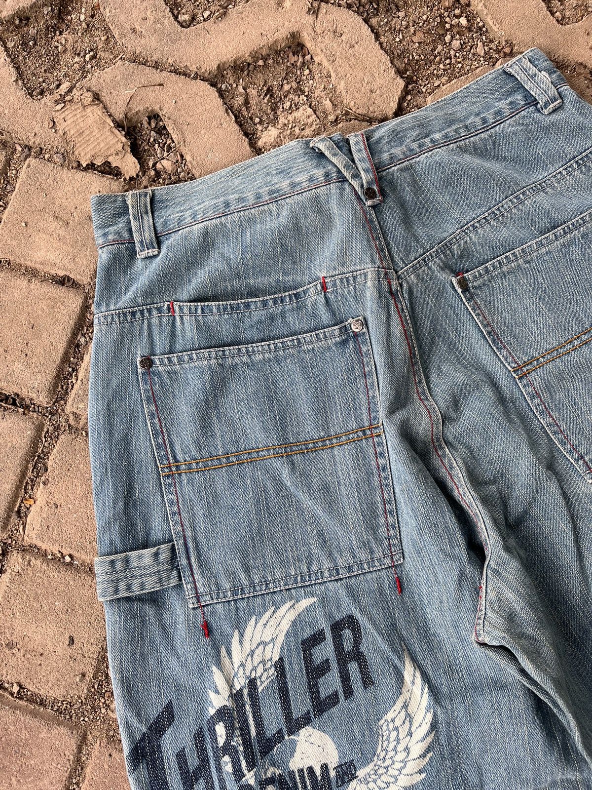 Japanese Brand × Vintage Baggy Jort Thriller Denim Size US 31 - 18 Thumbnail