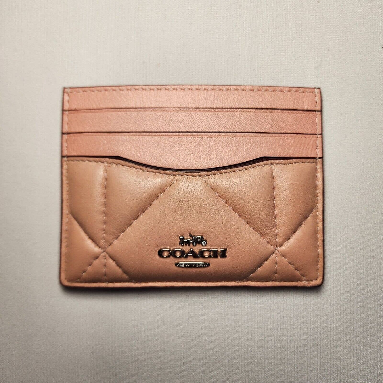 Coach CJ525 Slim Id Card Case Puffy Diamond Quilting Pink