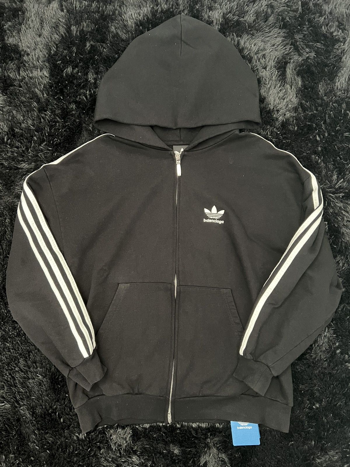 image of Balenciaga Adidas Zip Up Hoodie Black, Men's (Size XS)