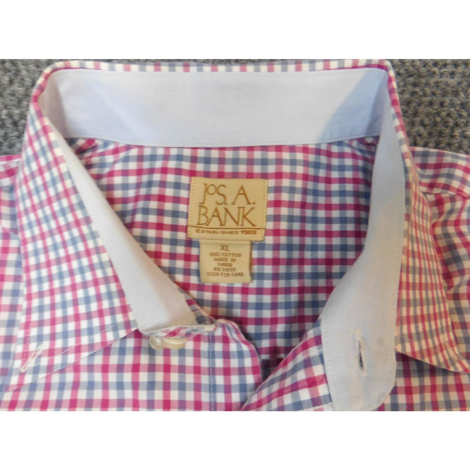 Jos. A. Bank Jos A Bank Mens Shirt XL Red Plaid Button-Up Collared Long Sleeve Button-Down Manchets Size US XL / EU 56 / 4 - 5 Thumbnail