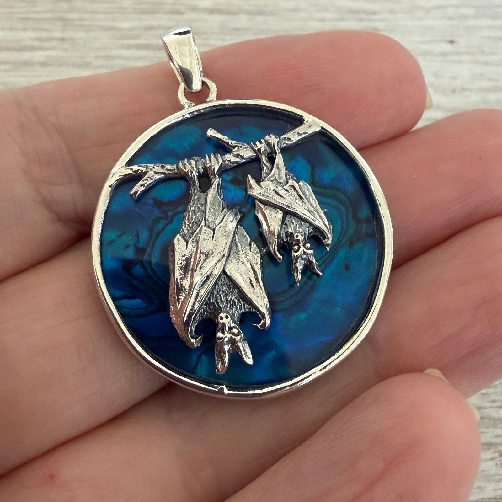 Other Sterling Silver Two Bats Medallion Pendant Size ONE SIZE - 1 Thumbnail