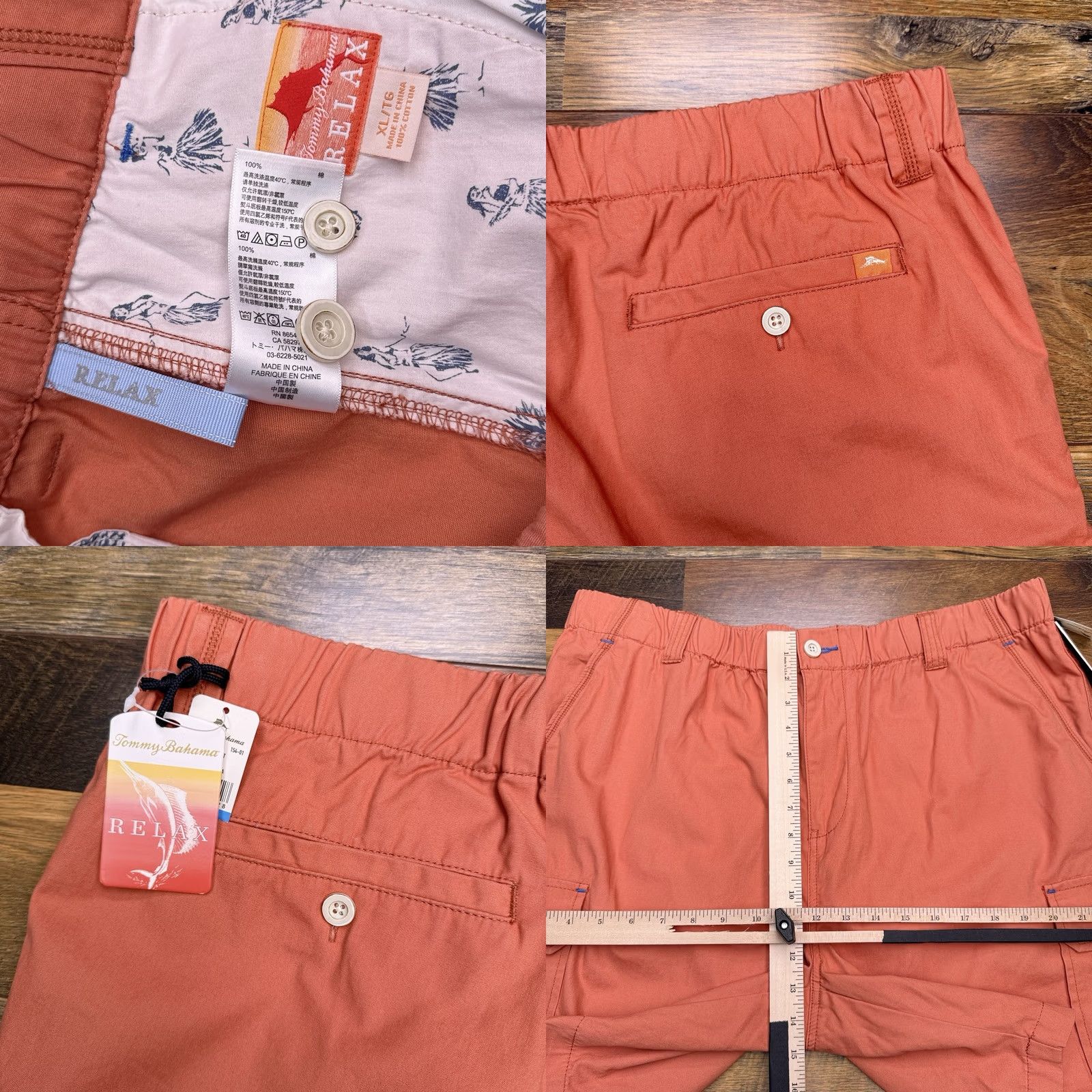 Tommy Bahama Tommy Bahama Cargo Shorts Mens XL Orange Canvas Drawstring Pockets Relaxed 8in Inseam Tropicana Logo New Size US 36 / EU 52 - 8 Thumbnail