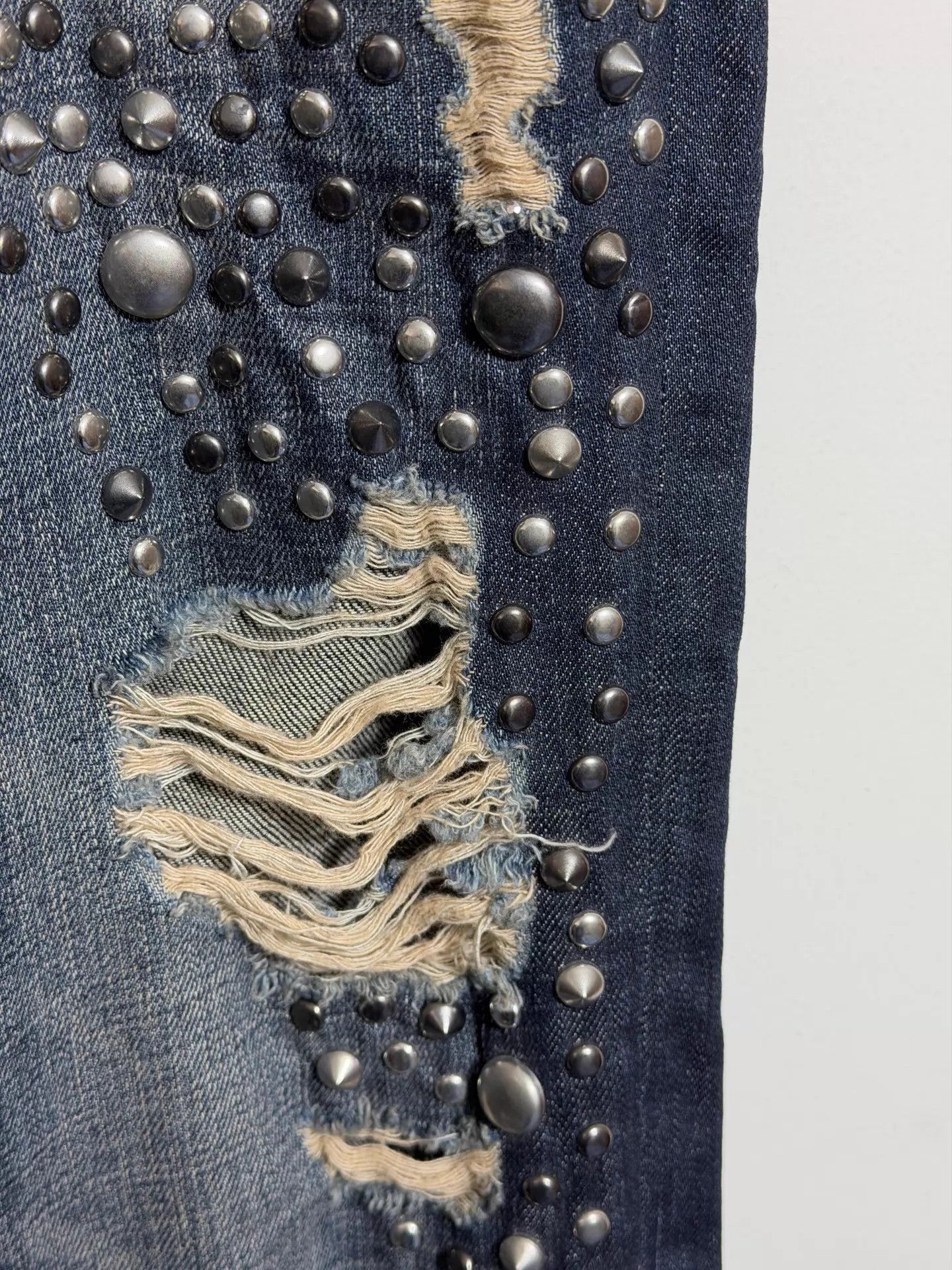 Philipp Plein Blue Distressed Studded Denim Jeans Size 32 Size US 32 / EU 48 - 5 Thumbnail