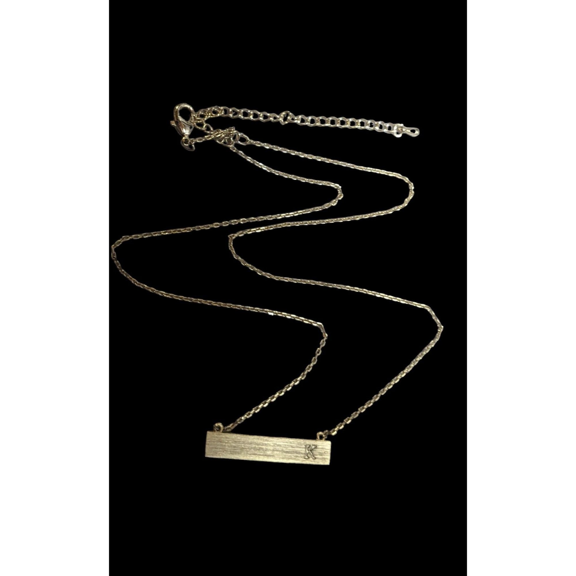 Other Gold Bar Necklace With Initial K Size ONE SIZE - 1 Thumbnail