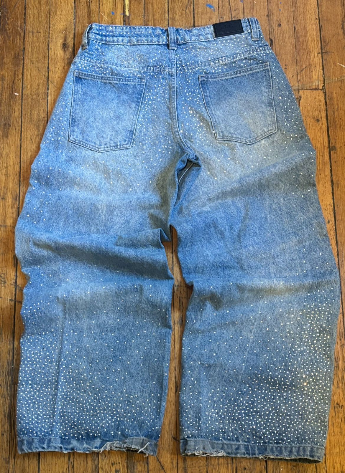 Japanese Brand Baggy Rhinestone Denim Size US 32 / EU 48 - 2 Thumbnail