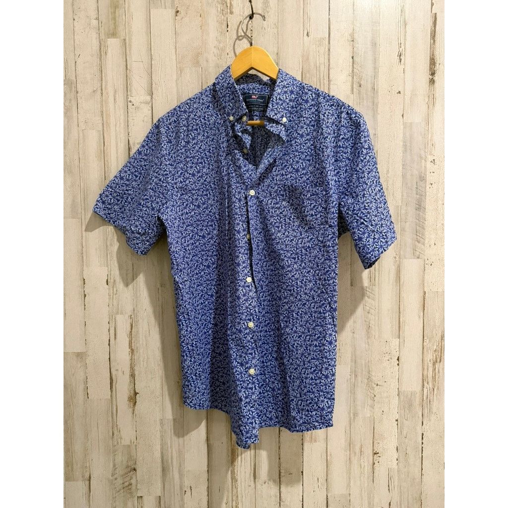 Vineyard Vines Vineyard Vines Men's Slim Fit Floral Blue Button-Up Shirt Size US M / EU 48-50 / 2 - 2 Thumbnail