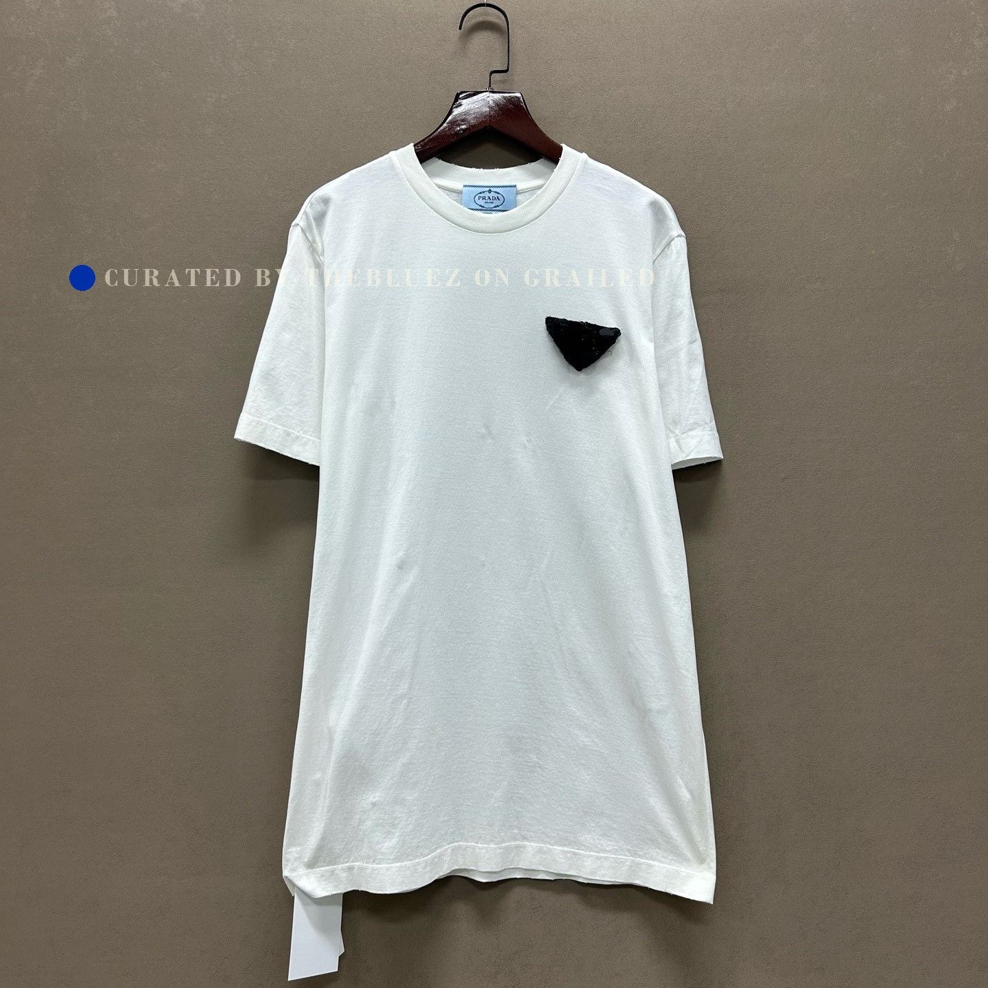 Prada Prada White Diamond Triangle Ribbed Knit Tee Size XS / US 0-2 / IT 36-38 - 1 Thumbnail