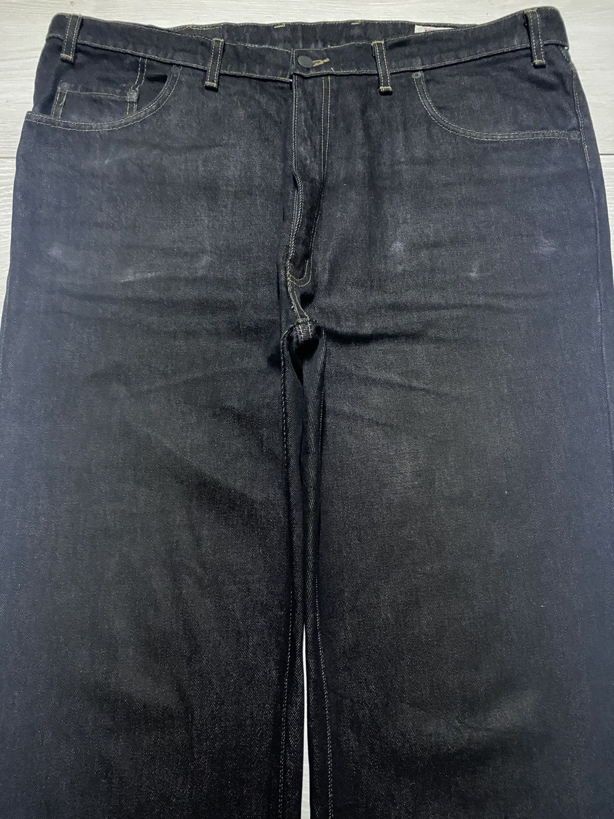 Big John Vintage Big John Black Denim Distressed Repair Baggy Jeans Size US 41 - 3 Thumbnail