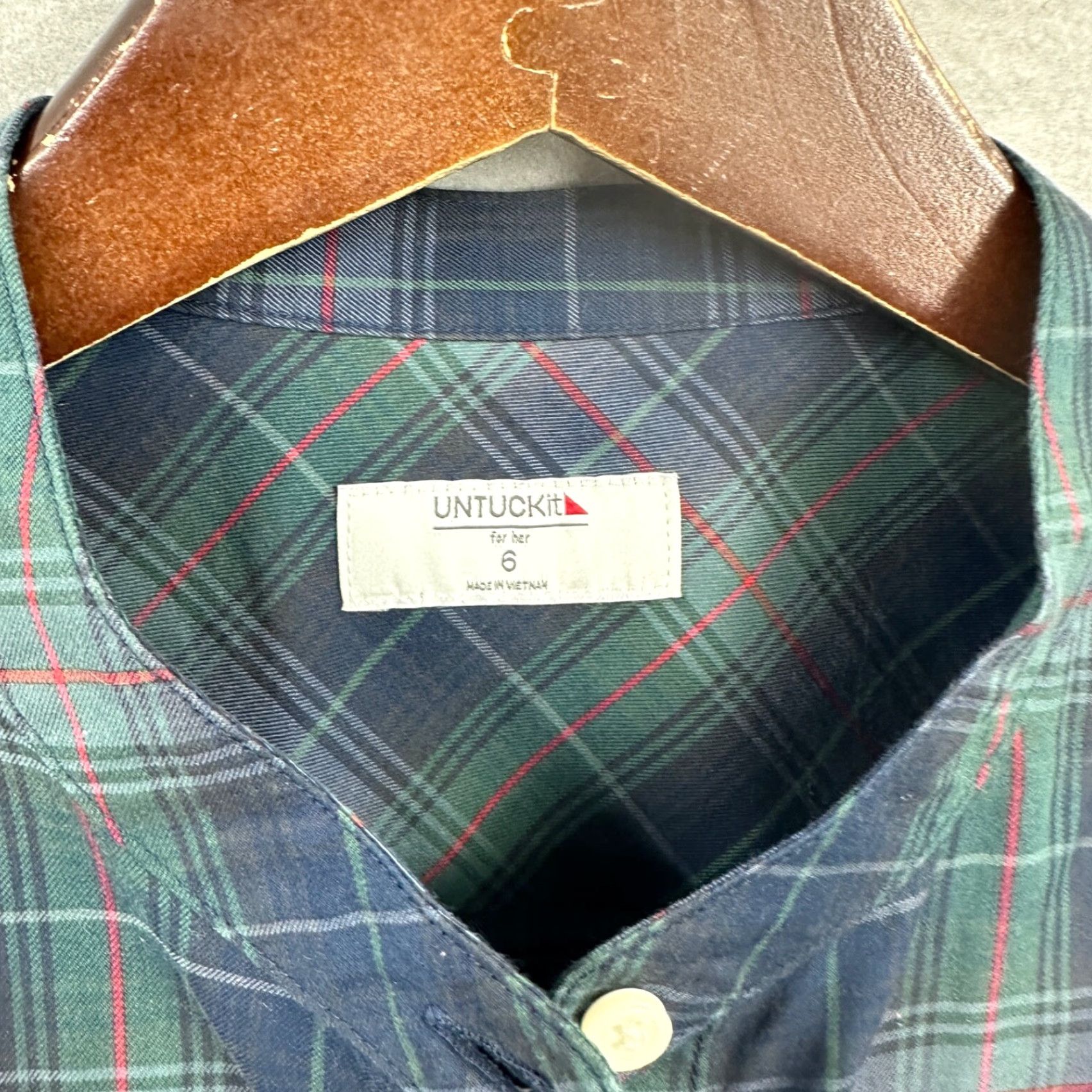 UNTUCKit UNTUCKit Esme Shirt Womens 6 Blue Blackwatch Plaid Button Quiet Luxury For Her Tie? Size M / US 6-8 / IT 42-44 - 5 Thumbnail