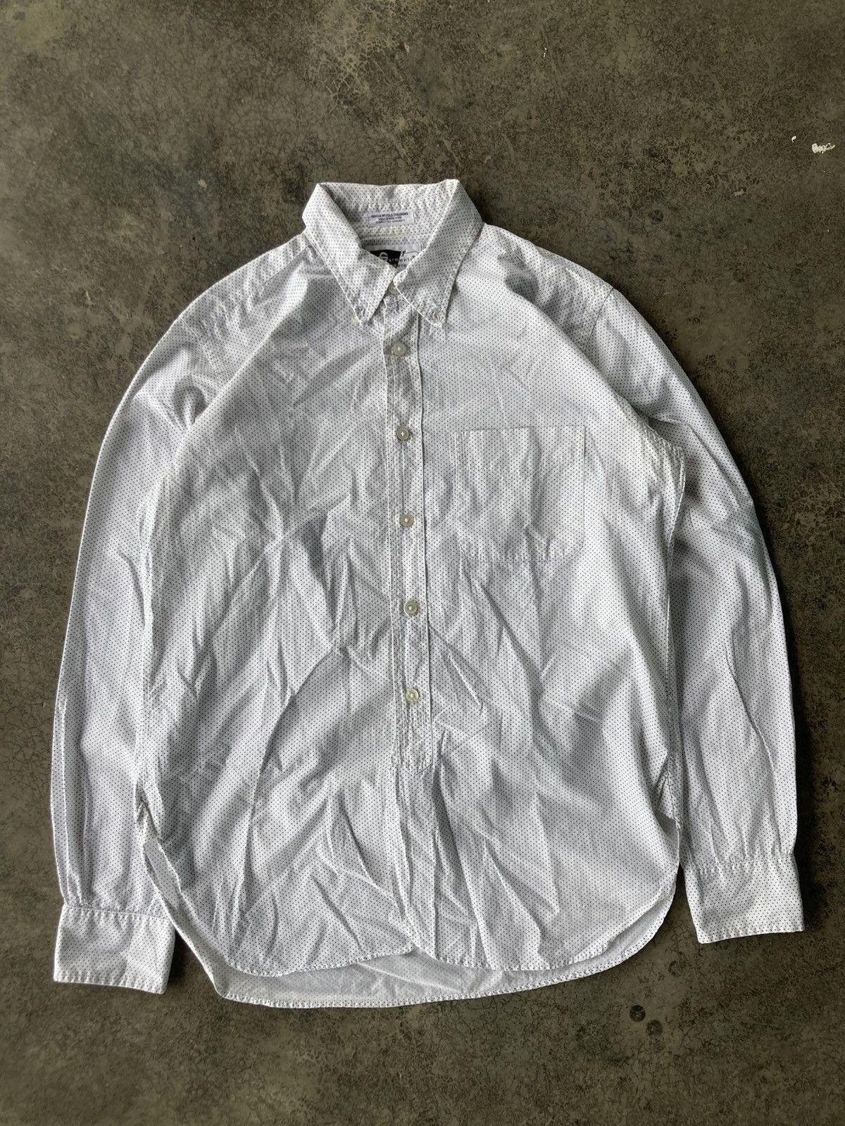 Engineered Garments Polka Dot Button Up Shirt White Navy