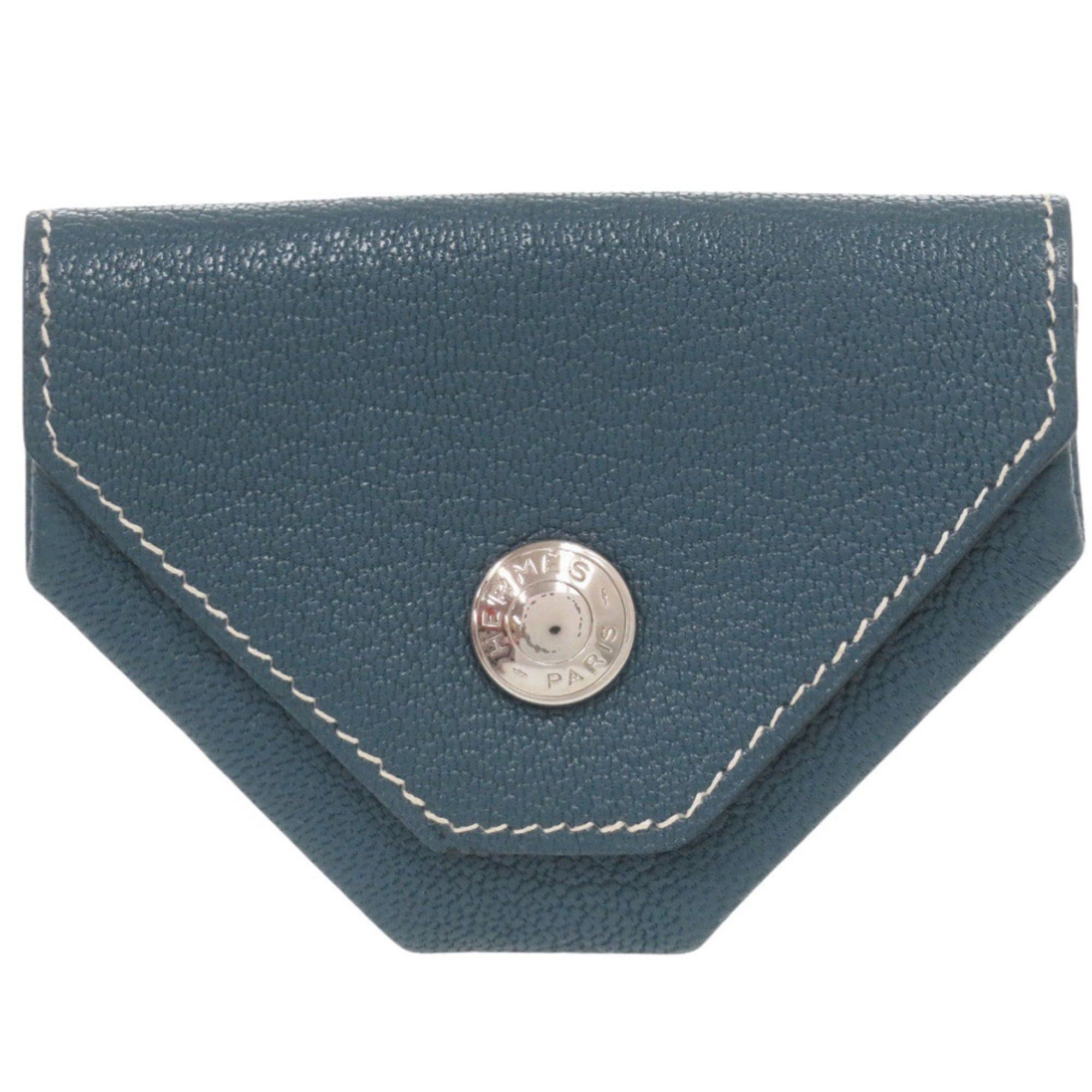 Hermes Excellent condition Hermès Le Vingt Quatre Chevre wallet with silver hardware, H stamp (2004), blue, 1208 HERMES Size ONE SIZE - 1 Thumbnail