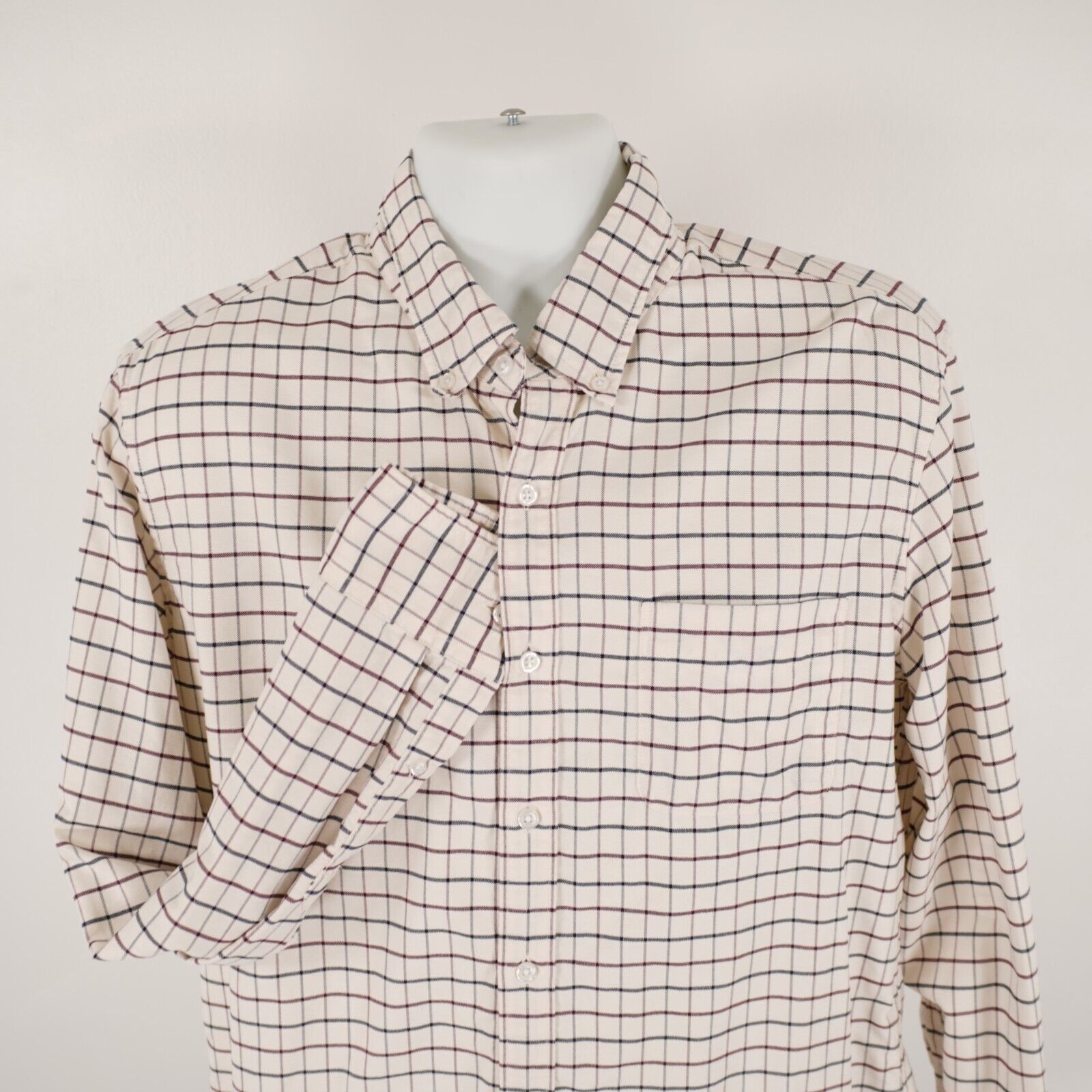 J.Crew J. Crew Flex Oxford Flannel Cotton Slim Cream Blue Red Check Size US L / EU 52-54 / 3 - 1 Thumbnail