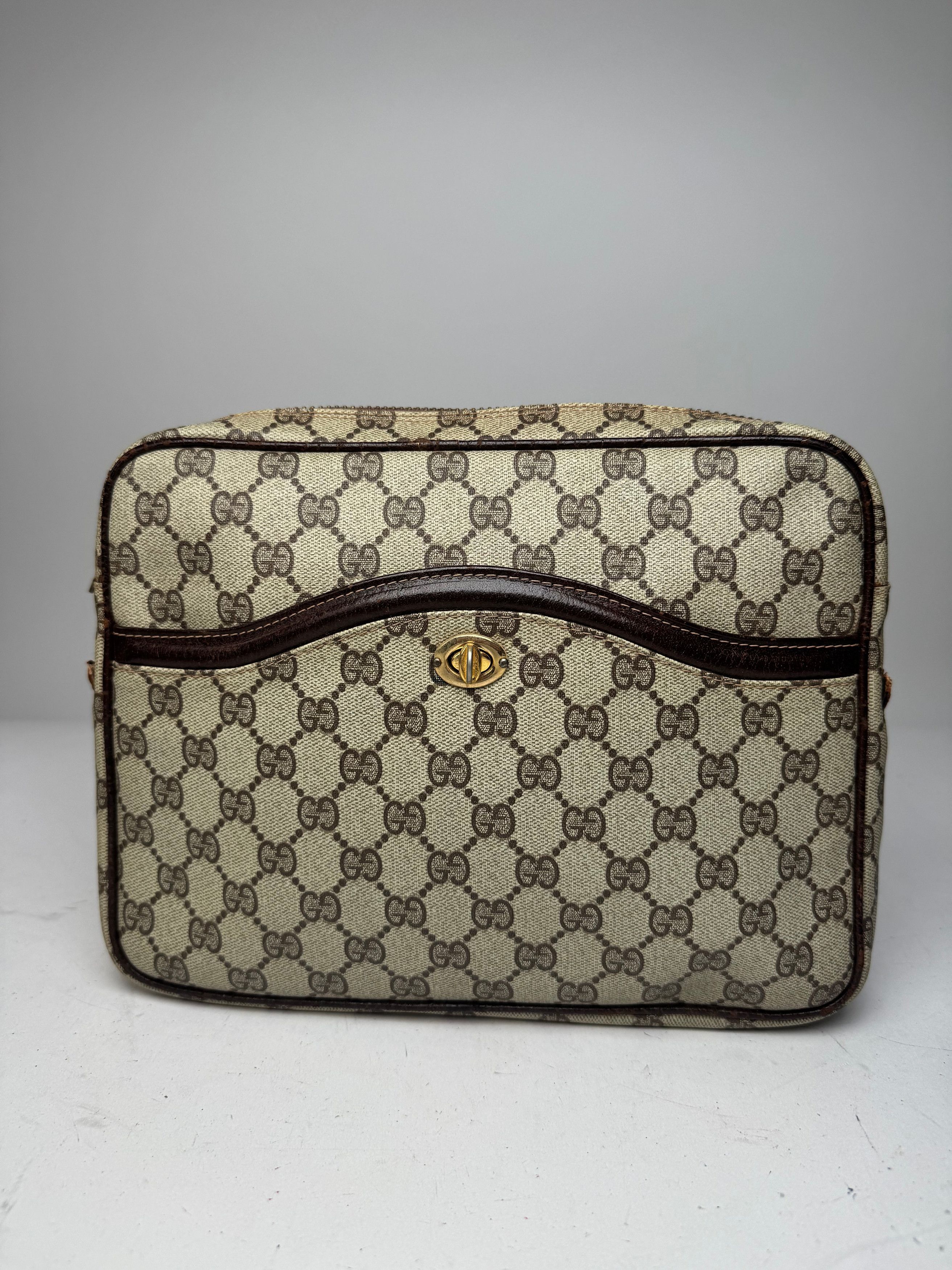 Gucci Vintage Ophidia Monogram Leather Clutch Grey Brown Size ONE SIZE - 1 Thumbnail