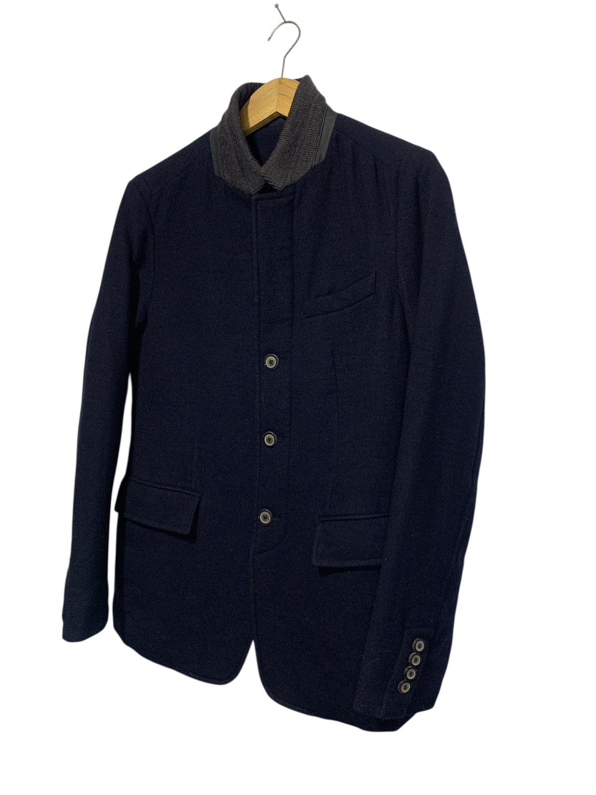 Solid Homme Solid Homme contrast leather collar wool blazer Size US M / EU 48-50 / 2 - 2 Thumbnail