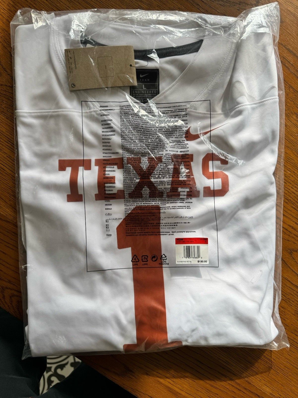 Nike Mens L Nike White University Texas Longhorns Jersey Football Size US L / EU 52-54 / 3 - 2 Thumbnail