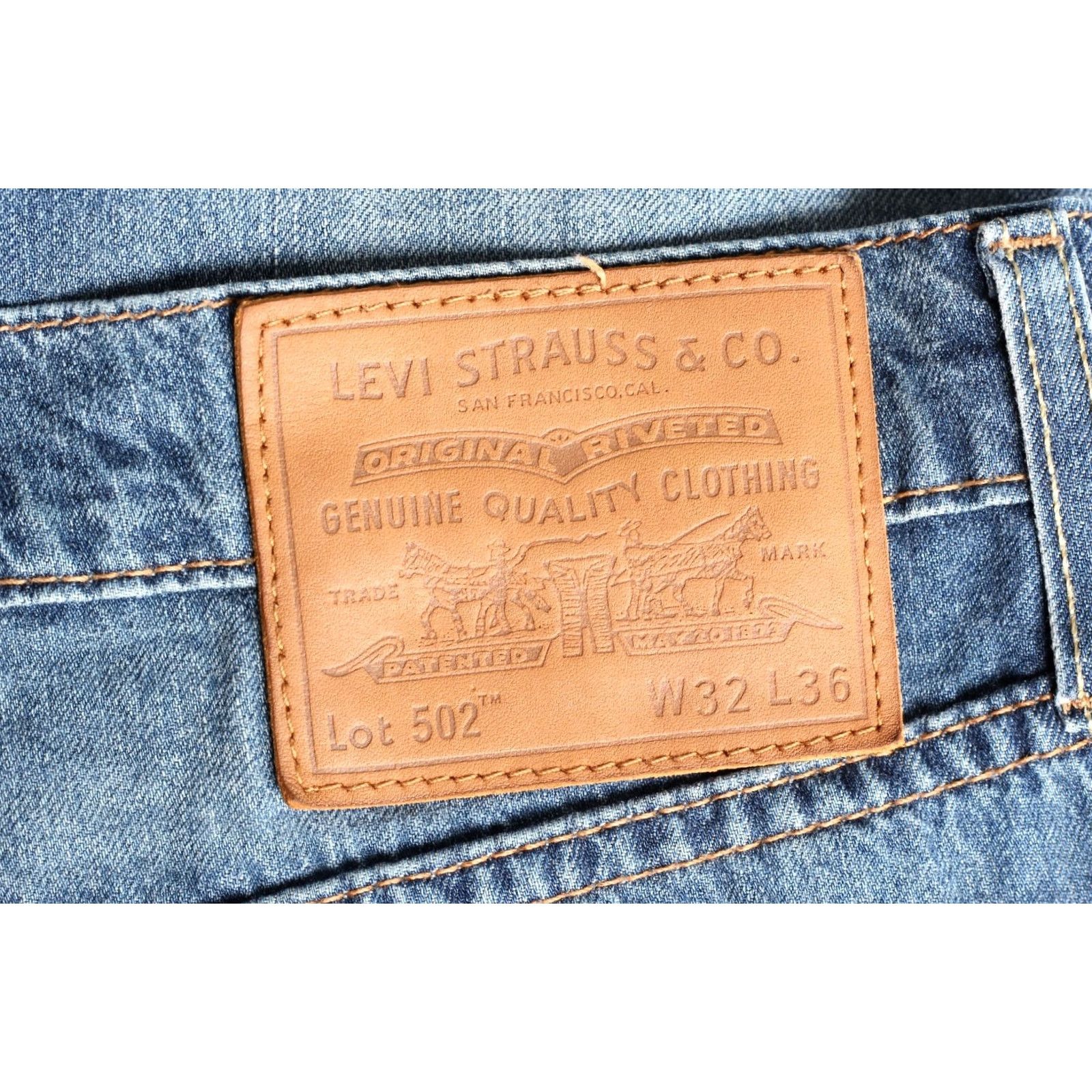 Levi's VINTAGE Levi’s 502 PREMIUM Big E Tapered Jeans Men 32/36 Blue 5-Pocket Design Denim Cotton Elastane Regular Rise Mid 10-12in Size US 32 / EU 48 - 4 Thumbnail