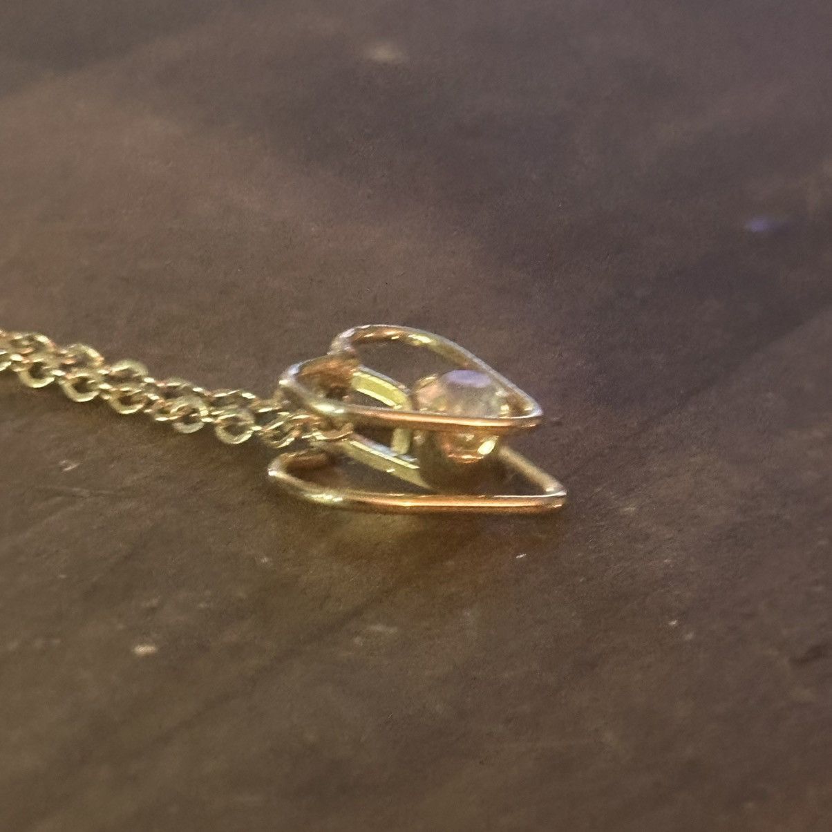Vintage Vintage gold outlined heart and rhinestone pendant necklace Size ONE SIZE - 3 Thumbnail