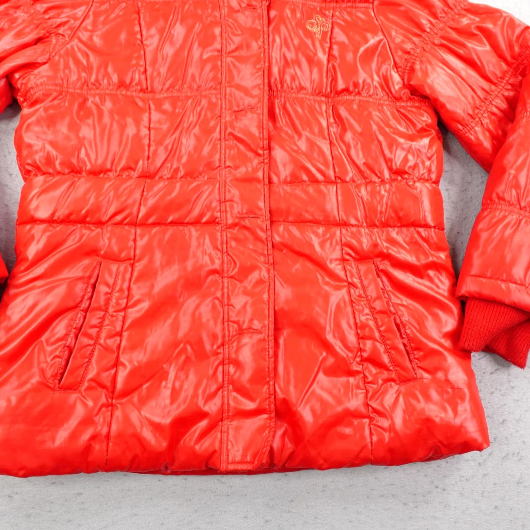 Southpole VINTAGE South Pole Jacket Womens XL Red Puffer Coat Fur Trim Quilted Mid-Length Zip Hooded Insulated Size XL / US 12-14 / IT 48-50 - 3 Thumbnail