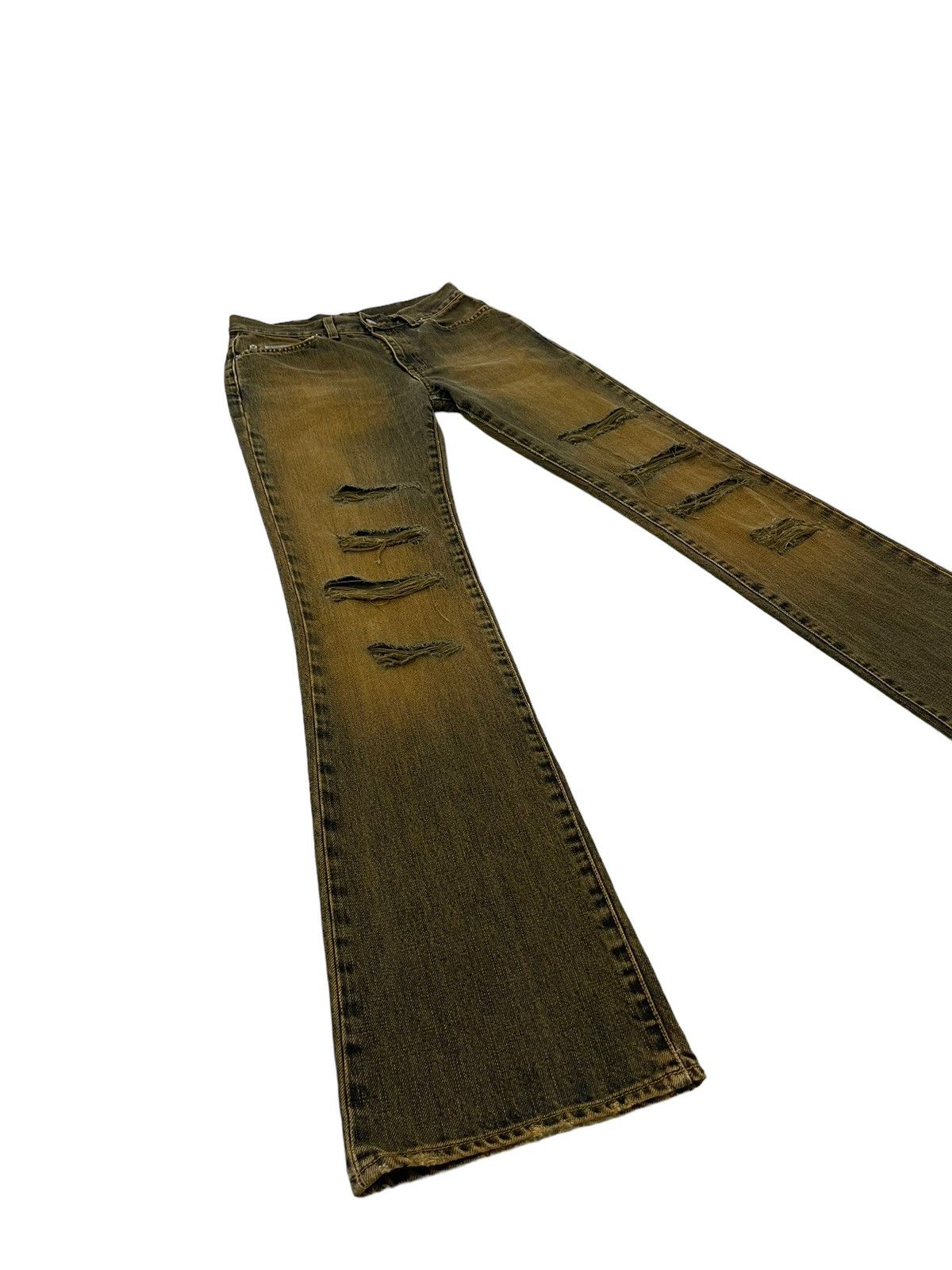 Calvin Klein Flare Jeans Vtg Calvin Klein Distress Mud Wash Waxed 7🟦3 Size US 28 / EU 44 - 1 Thumbnail