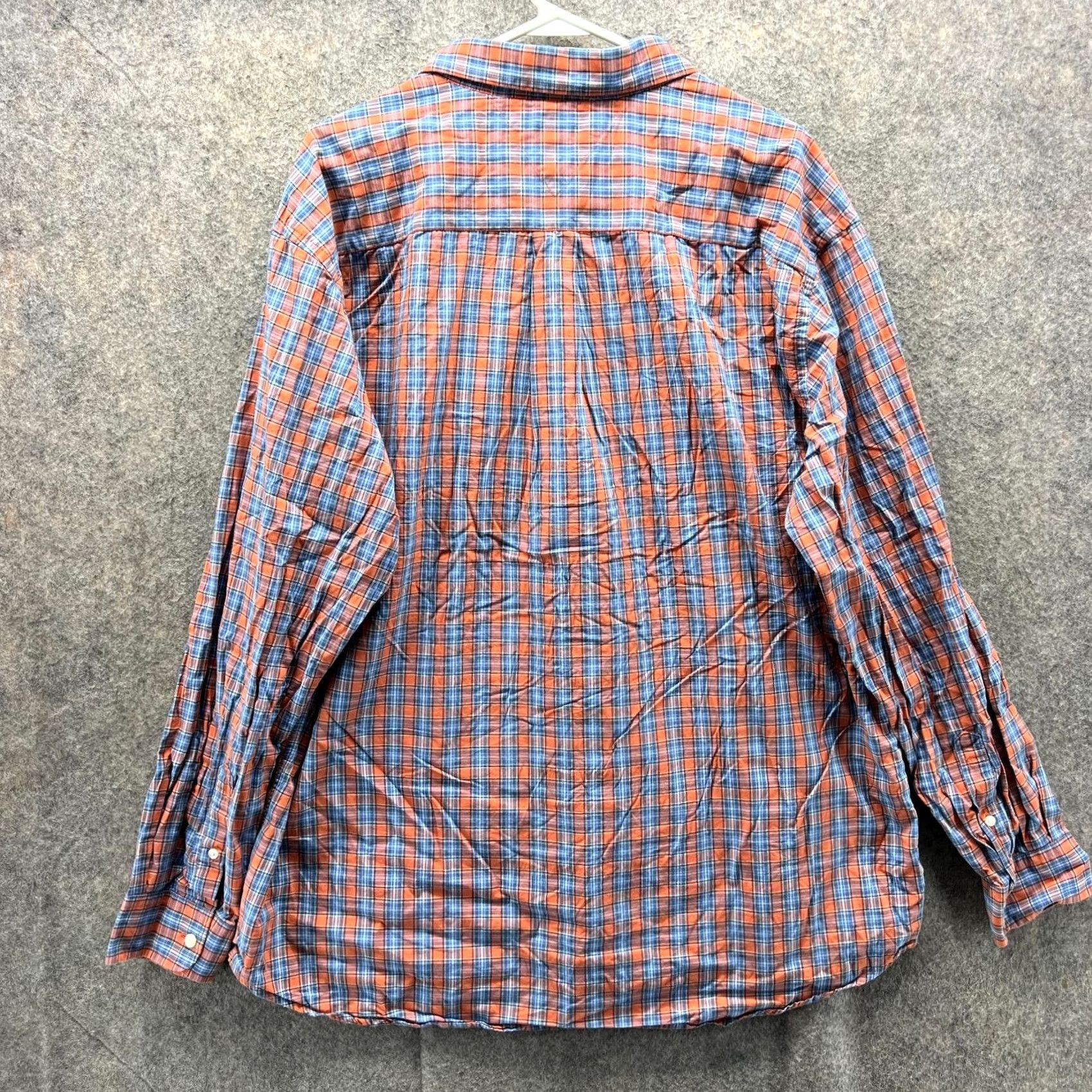 Tommy Hilfiger VINTAGE Tommy Hilfiger Dress Shirt Men 2XL Orange Blue Button-Down Plaid Classic Full Button-Up Shirts Mens Size 48R - 2 Thumbnail